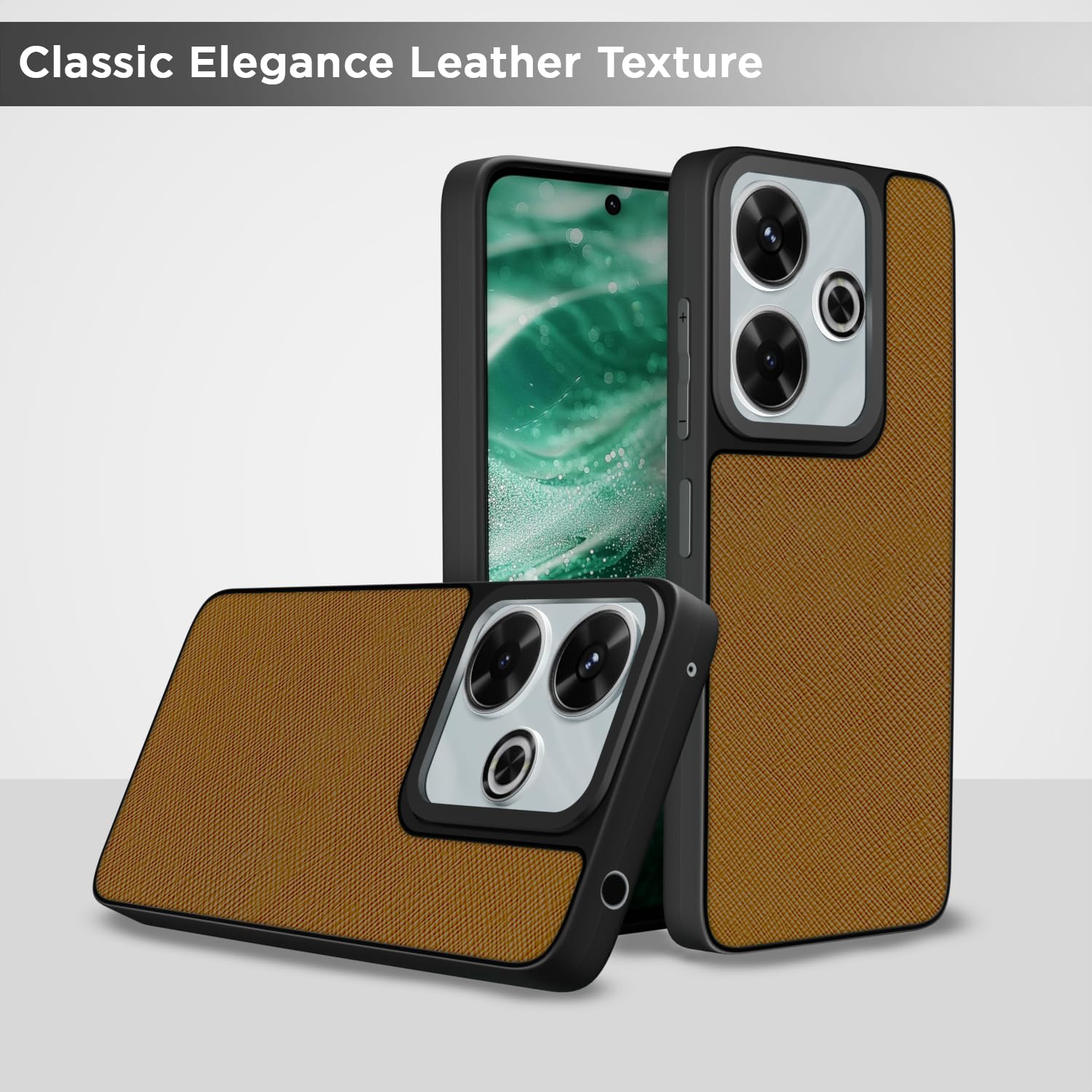 Pikkme Redmi 13/Poco M6 Plus 5G Leatherback tan mobile cover – photo 6