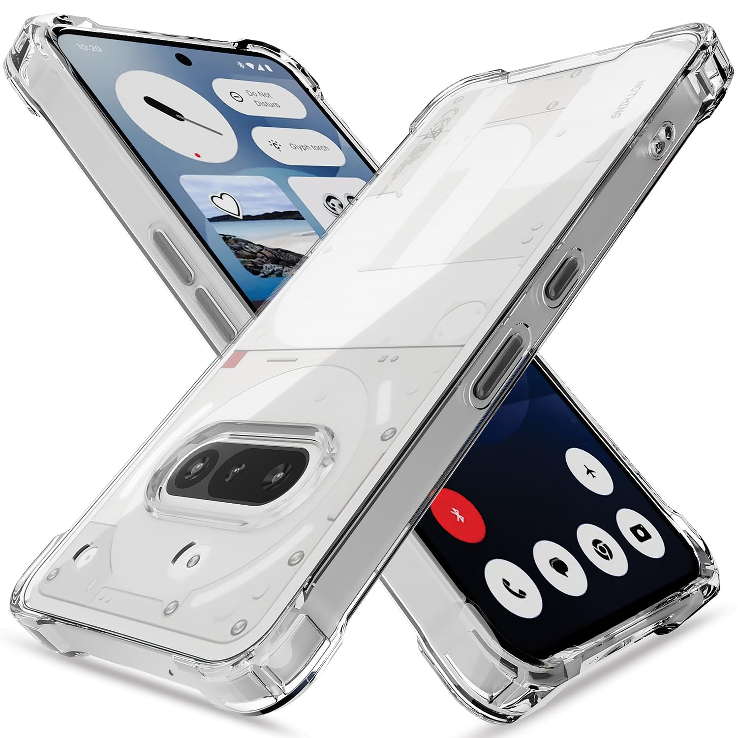 Pikkme Nothing Phone 3a 5G PC + TPU Clear Transparent Raised Edges Shockproof Protective Phone Back Cover - Transparent