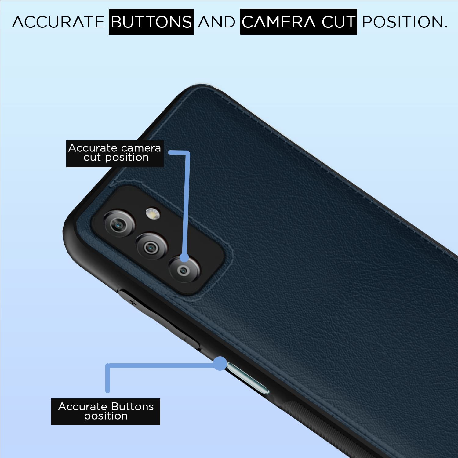 Pikkme Samsung Galaxy F23 5G Leatherback Back Case | Blue