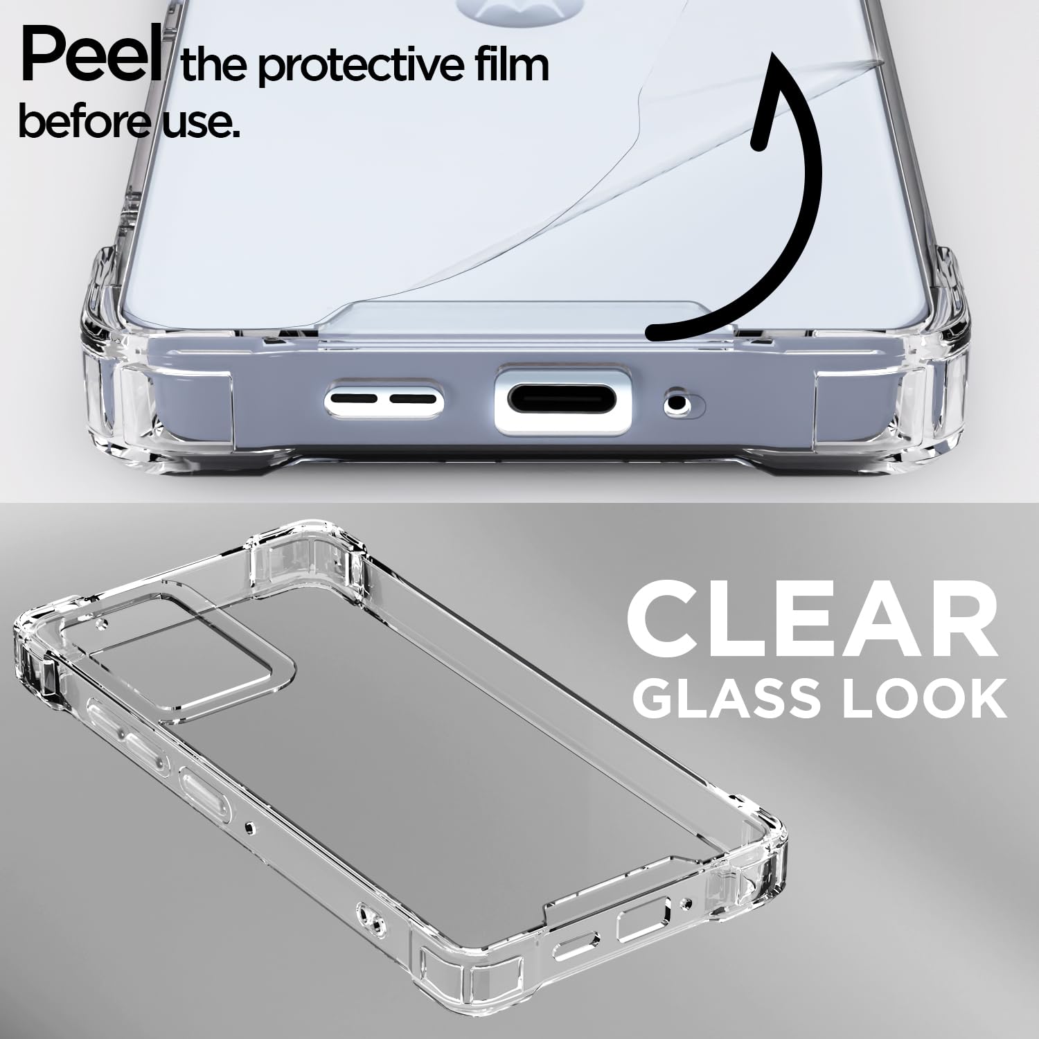 Pikkme Motorola Moto Edge 50 Fusion 5G PC + TPU Crystal Clear Back Cover (Transparent)