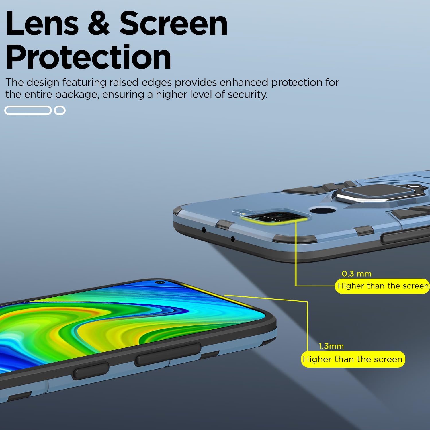Pikkme Redmi Note 9 D5 Tough Armor Back Cover | Blue