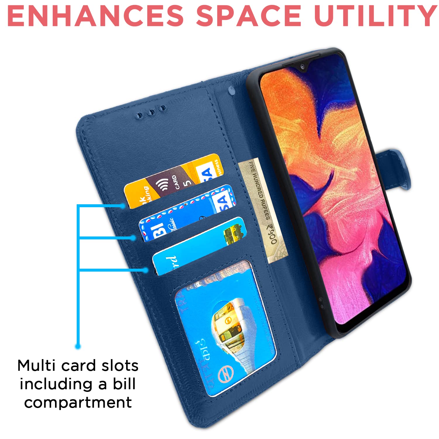 Pikkme Samsung Galaxy A10 Vintage Flip Cover (Blue)