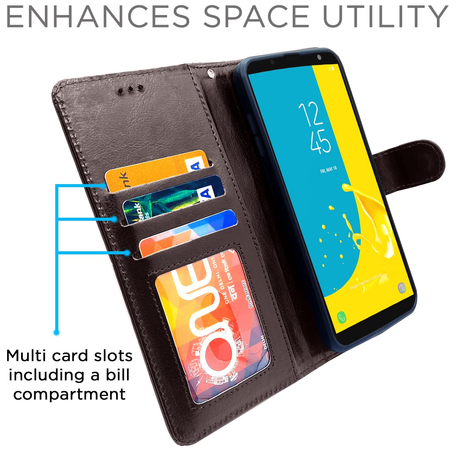Pikkme Samsung Galaxy J6 2018 Vintage Flip Cover (Coffee)