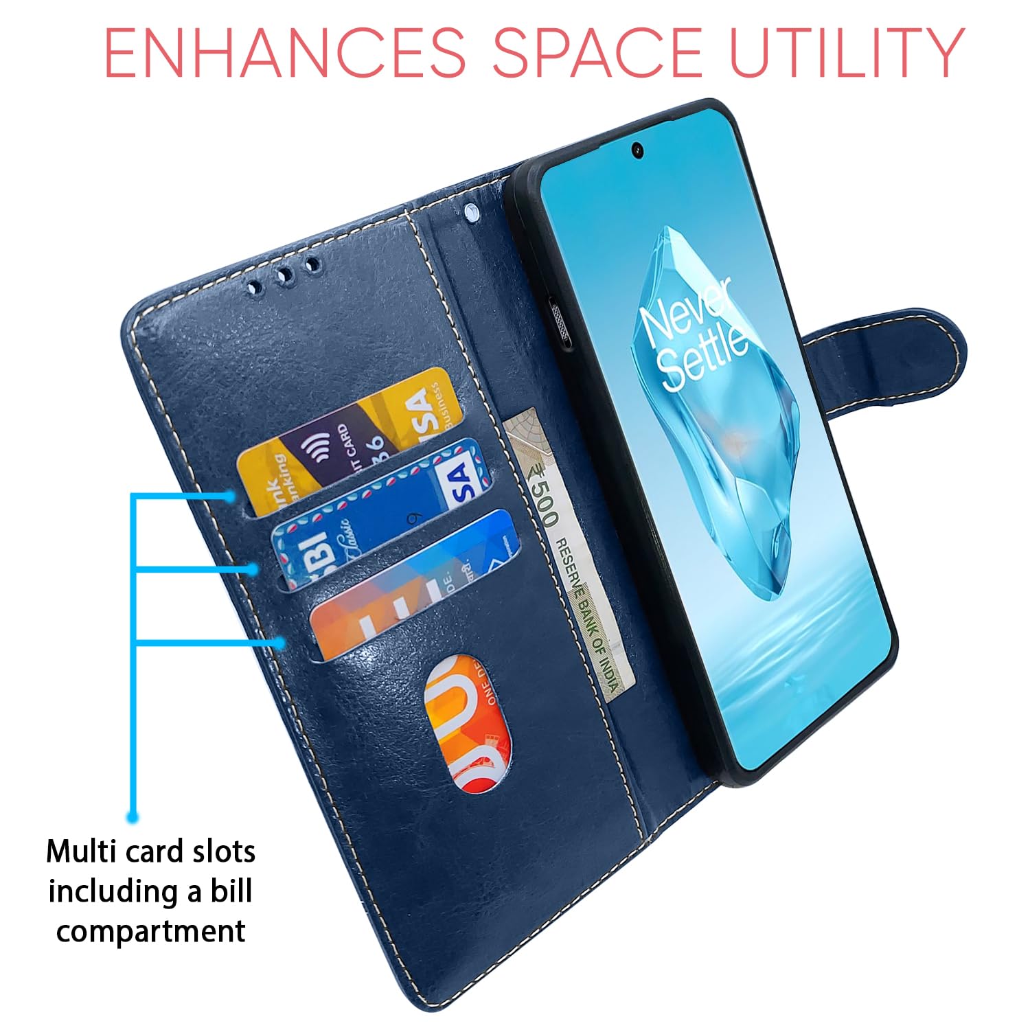 Pikkme blue & brown Magnetic flip cover for OnePlus 12R 5G – photo 4