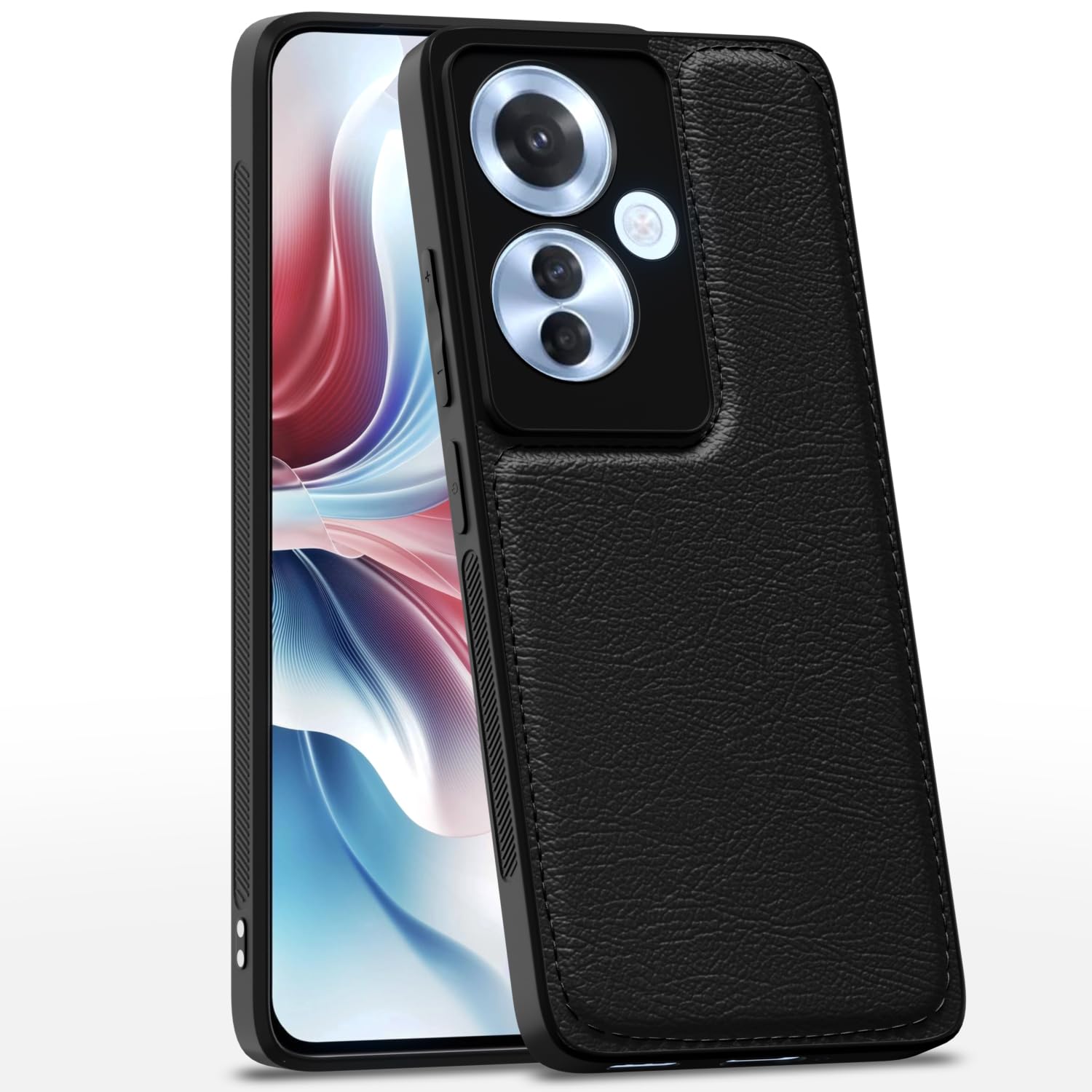 Oppo F25 Pro 5G LeatherBack Back Cover – Black