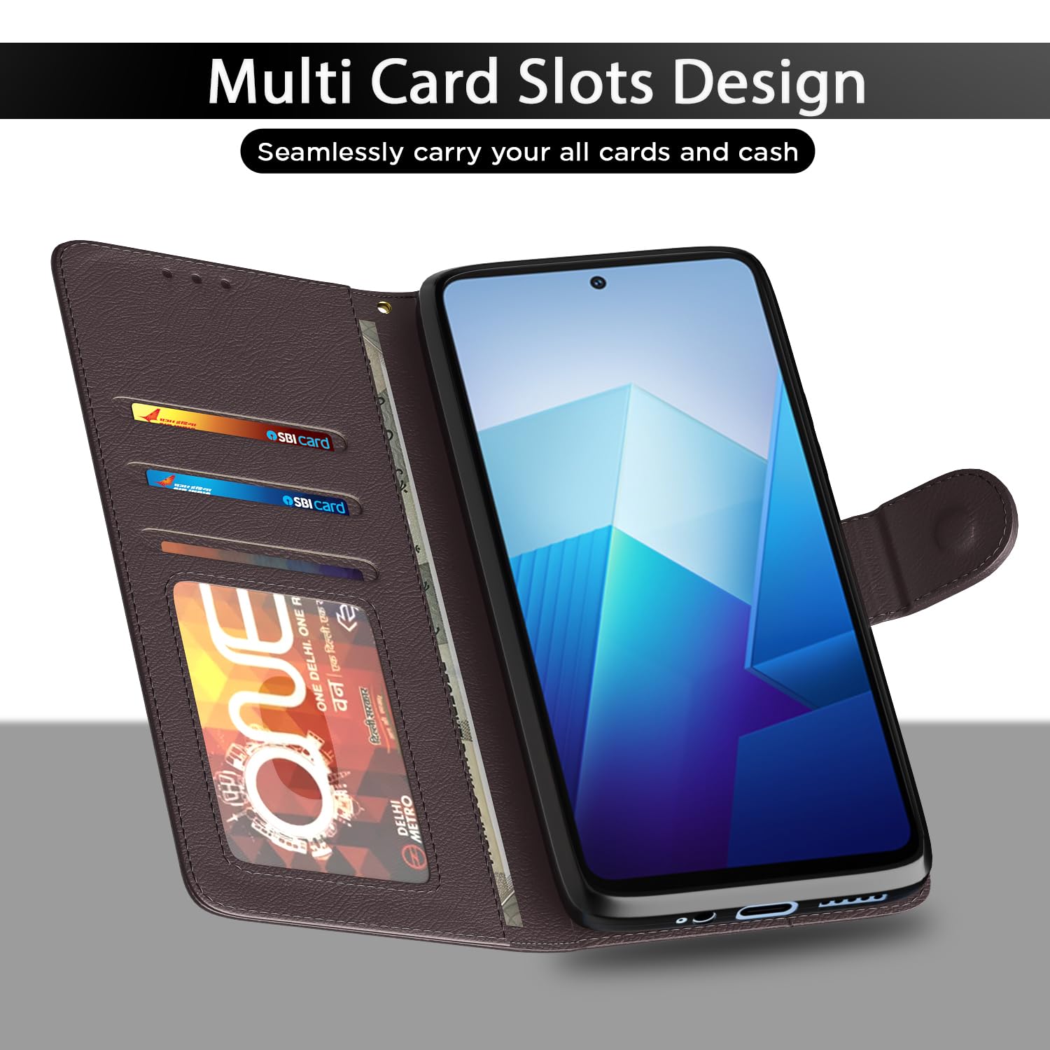 Pikkme iQOO Z7/Z7s 5G Wallet coffee flip cover – photo 3