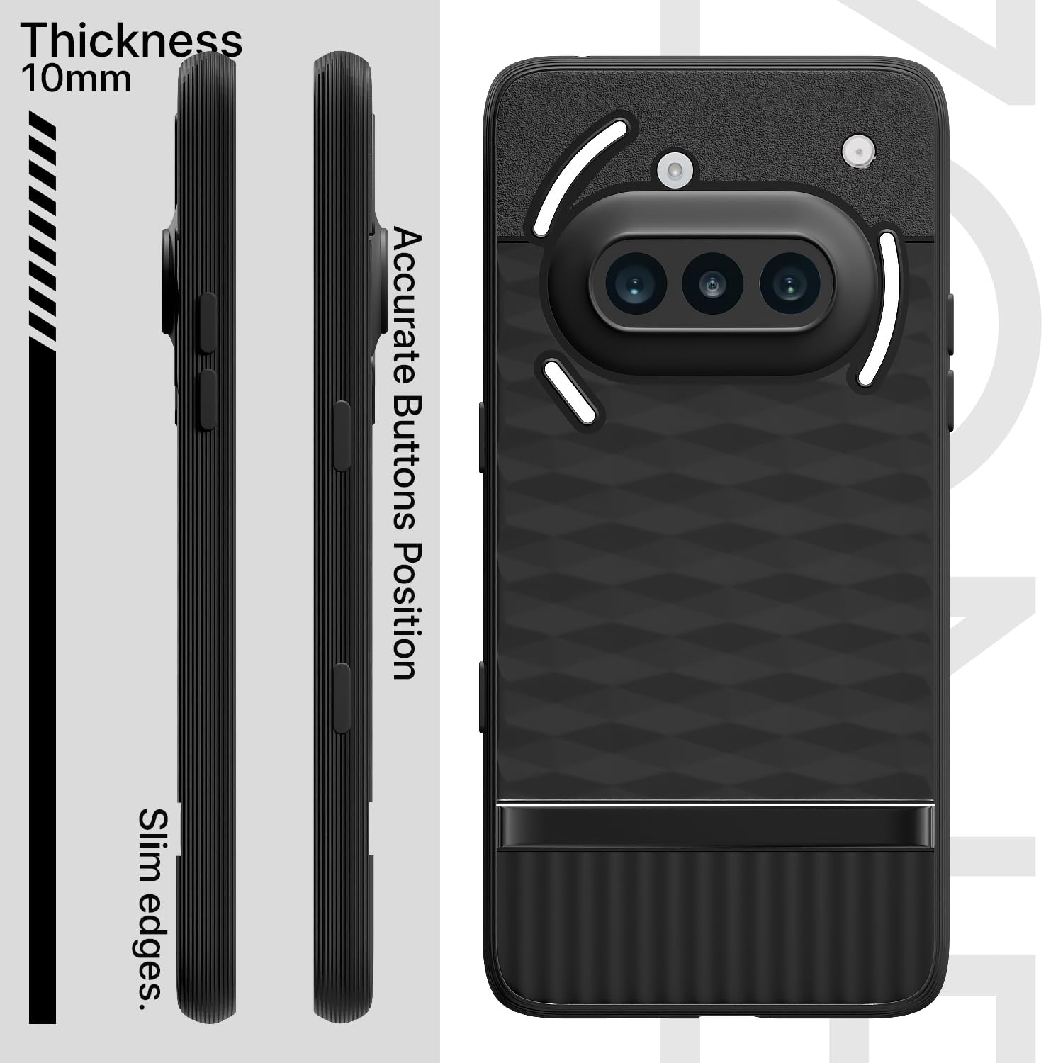Pikkme Nothing Phone 3a 5G Shockproof Soft Flexible Gencase Back Cover (Black)