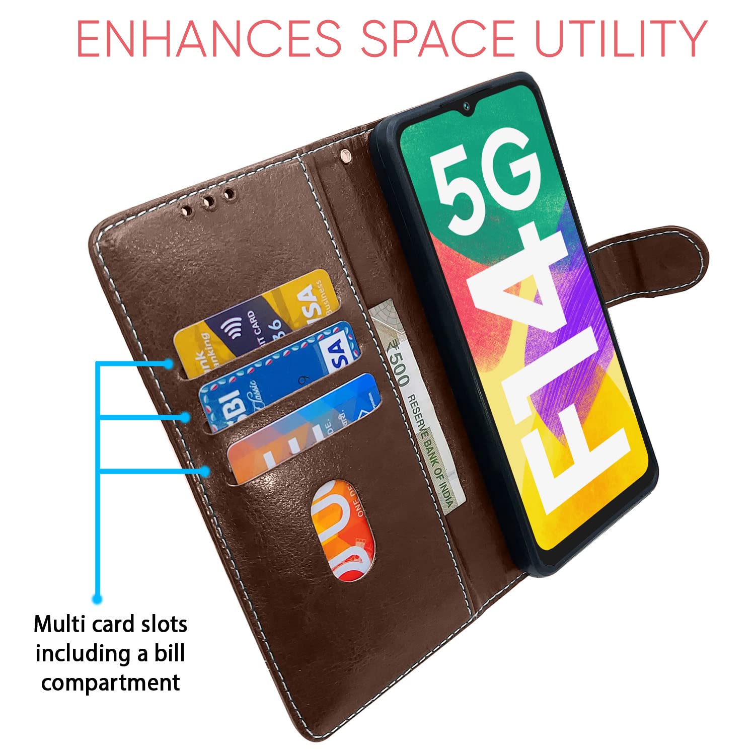 Pikkme Samsung F14 5G brown & coffee wallet flip cover – photo 3