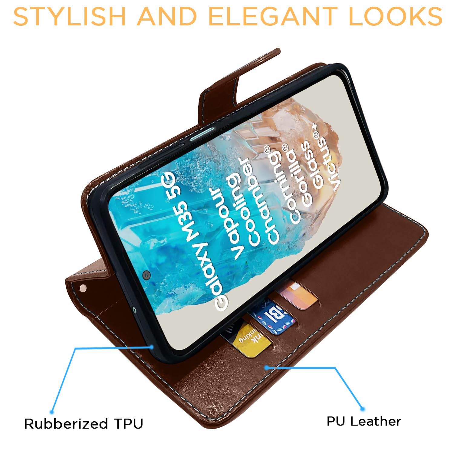 Pikkme Samsung M35 5G Magnetic brown & coffee flip case – photo 5