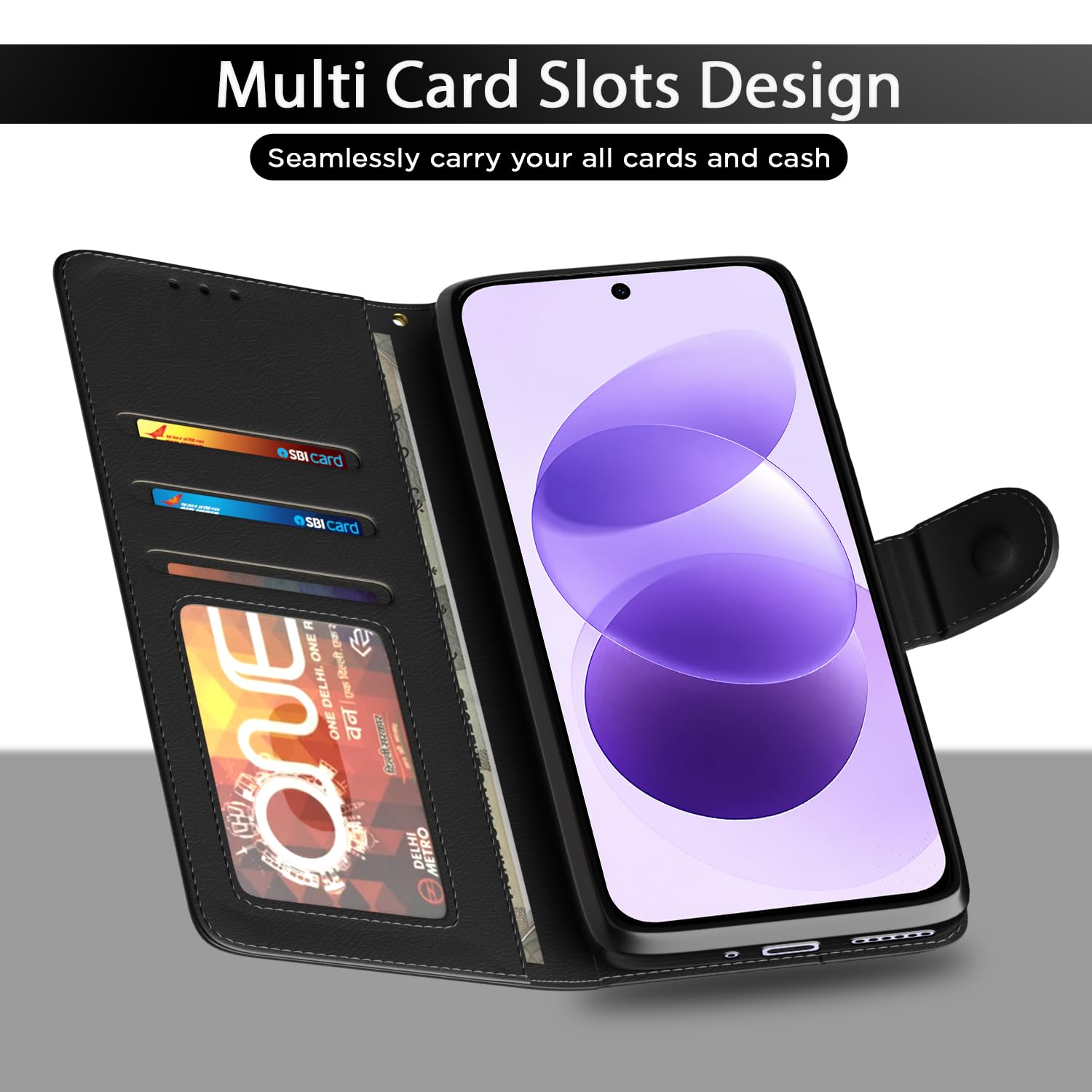 Pikkme black Wallet flip cover for Redmi Note 17 5G – photo 5