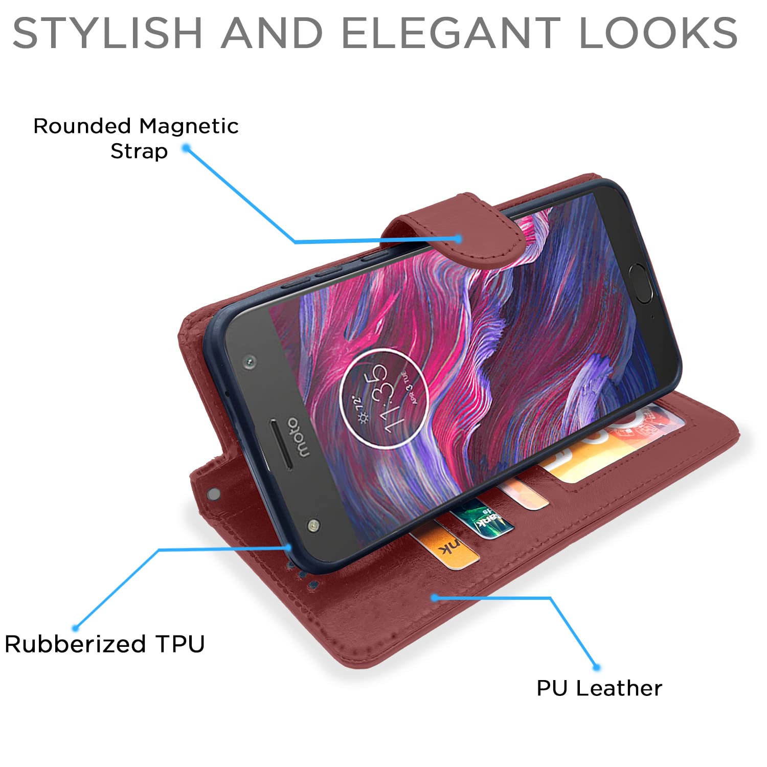Pikkme brown Wallet flip case for Moto X4 – photo 5