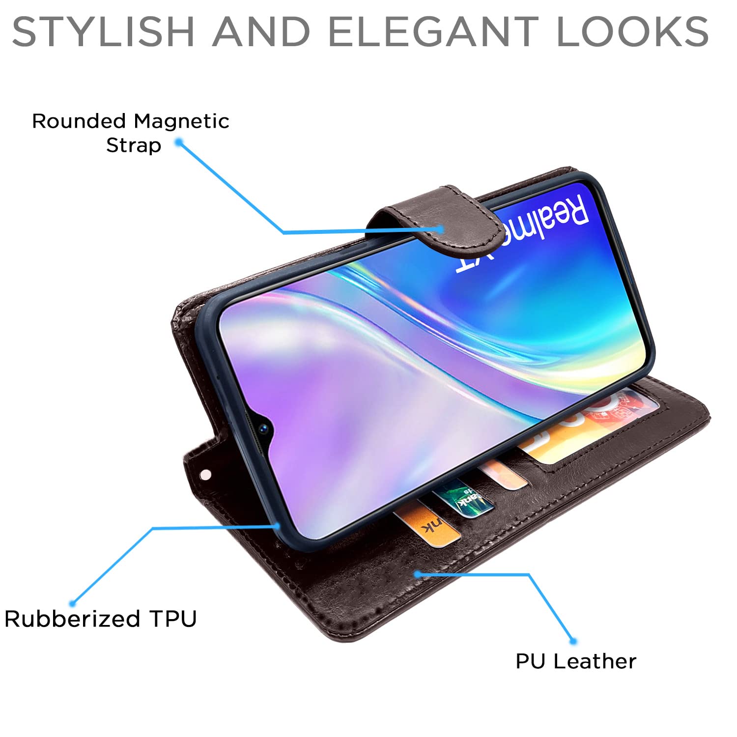 Pikkme Realme XT Vintage Flip Cover | Coffee