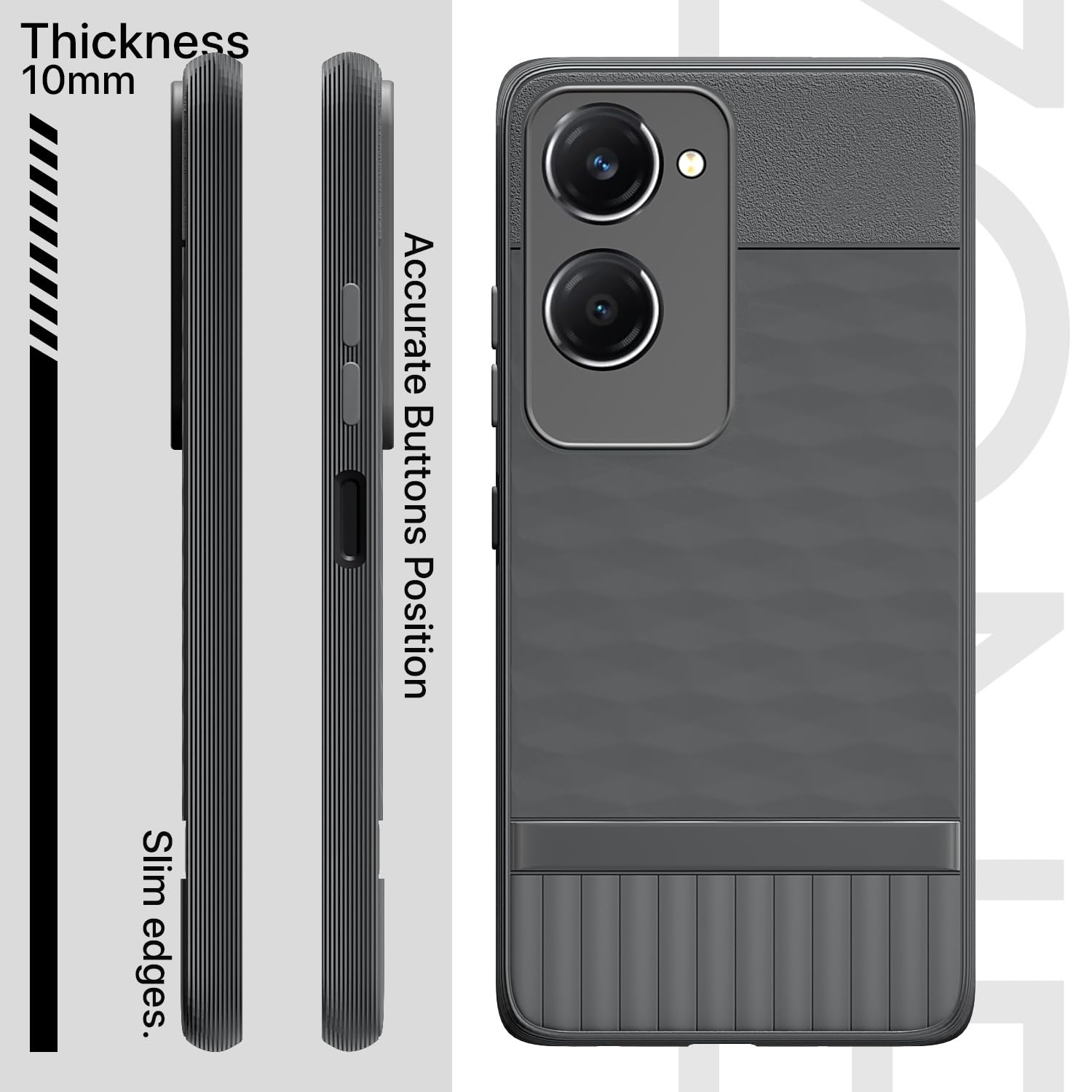 Pikkme iQOO Z9 Lite 5G / Vivo T3 Lite 5G / Vivo Y18 / Y18e / Y03 Gencase Back Cover (Grey)