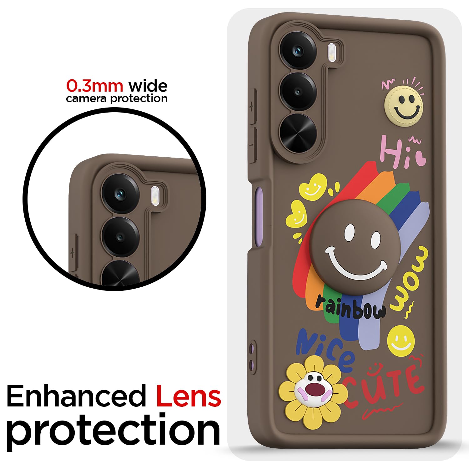 Realme P4x 5G Smile Rainbow back cover in brown by Pikkme – photo 5
