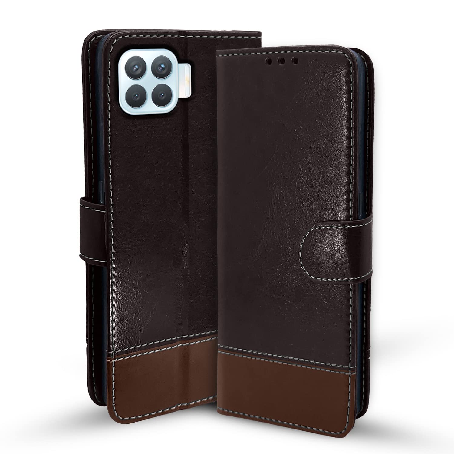 Pikkme Oppo F17 Pro coffee & brown wallet flip cover