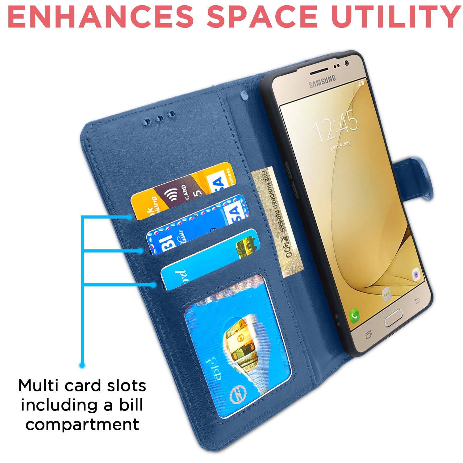 Pikkme Samsung Galaxy J2 2016 Vintage Flip Cover (Blue)