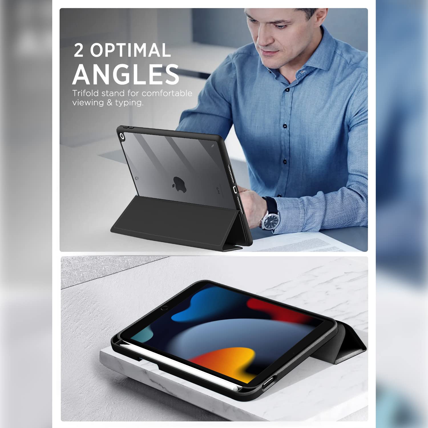 Black wallet flip cover for iPad – Pikkme – photo 6