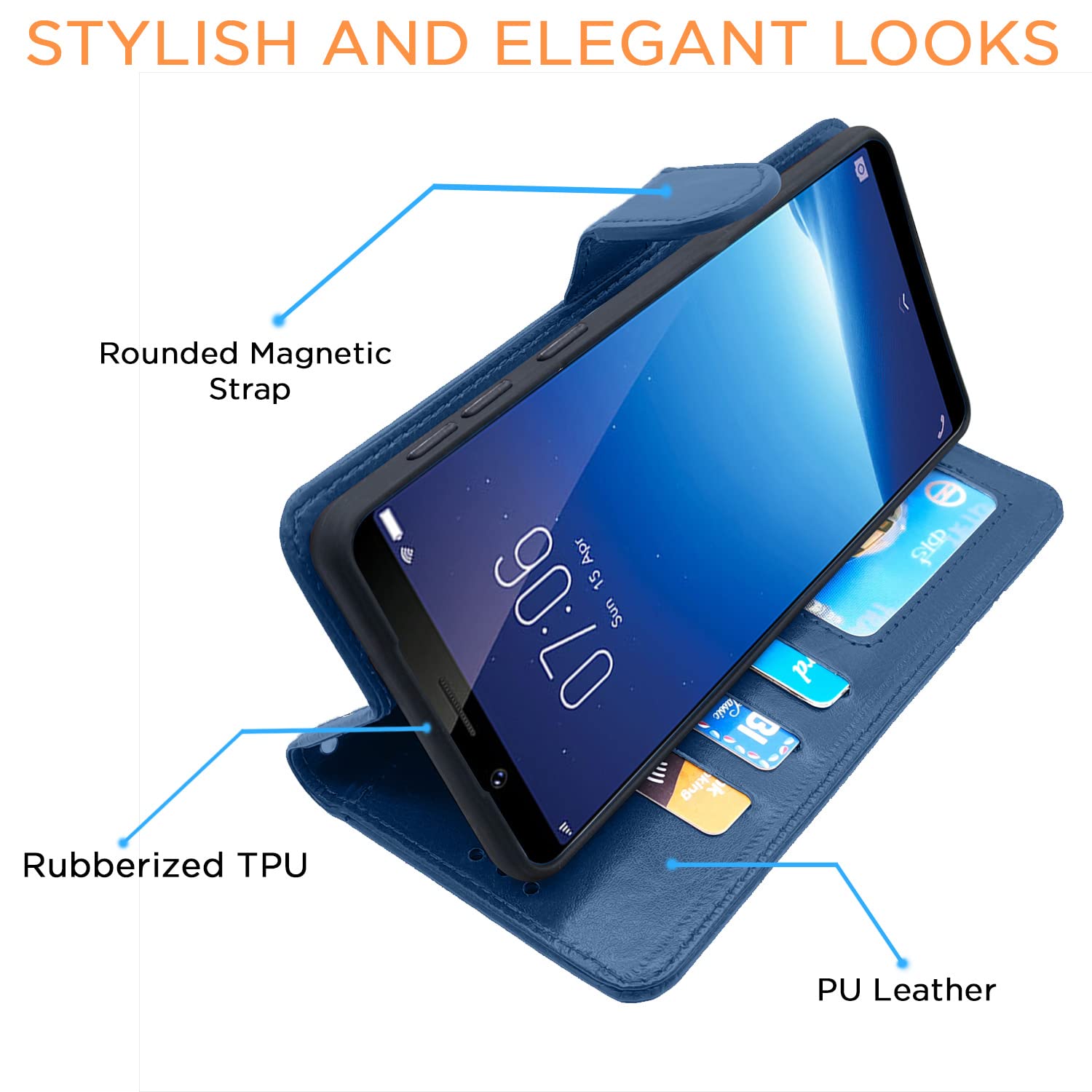 Pikkme Vivo Y71 Flip Vintage Flip Cover | Blue
