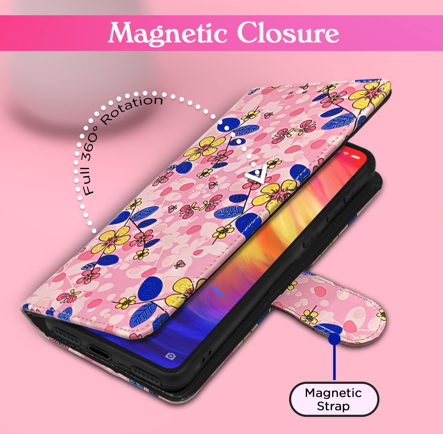 Pink flower mobile flip cover for Redmi Note 7/Note 7 Pro/Note 7S – Pikkme – photo 6