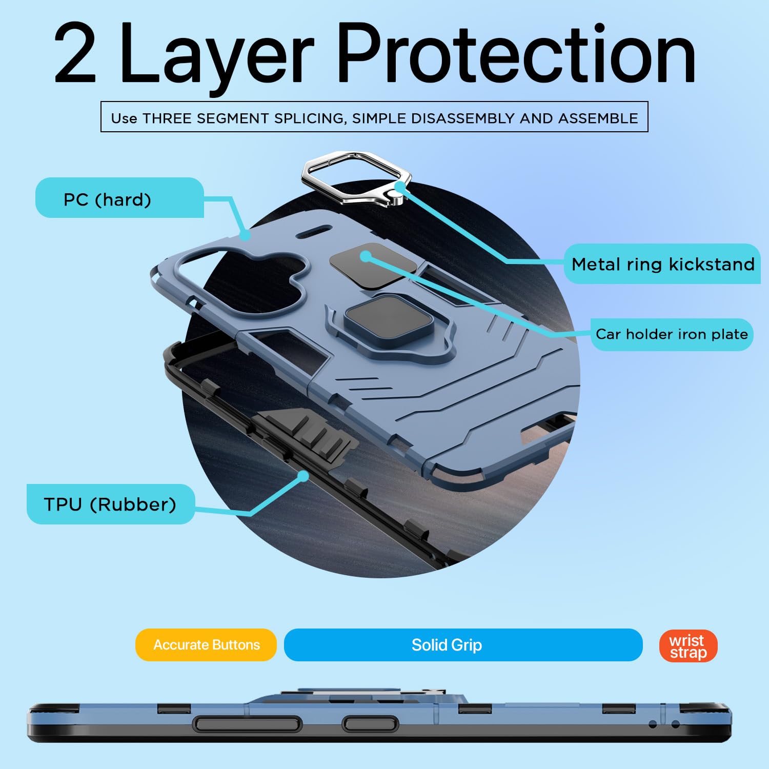Pikkme blue D5 Tough Armor back cover for Redmi Note 13 Pro Plus 5G – photo 4