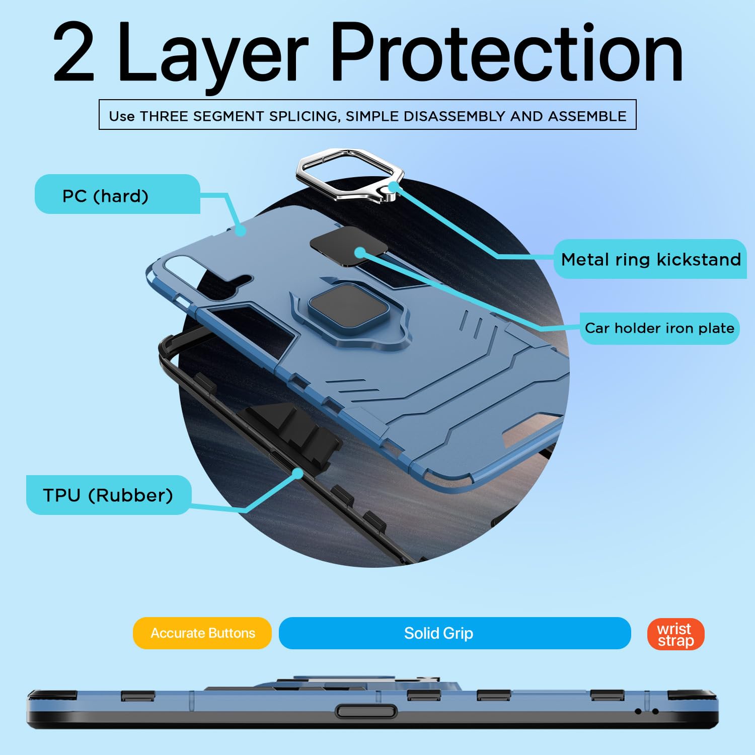 Pikkme OnePlus Nord Ce 5G D5 Tough Armor Back Cover | Blue