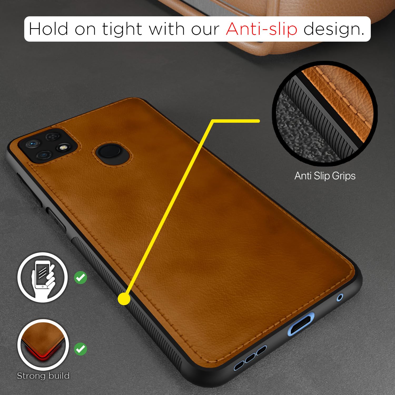 Pikkme brown Leather mobile cover for Redmi 10/10 Power – photo 2