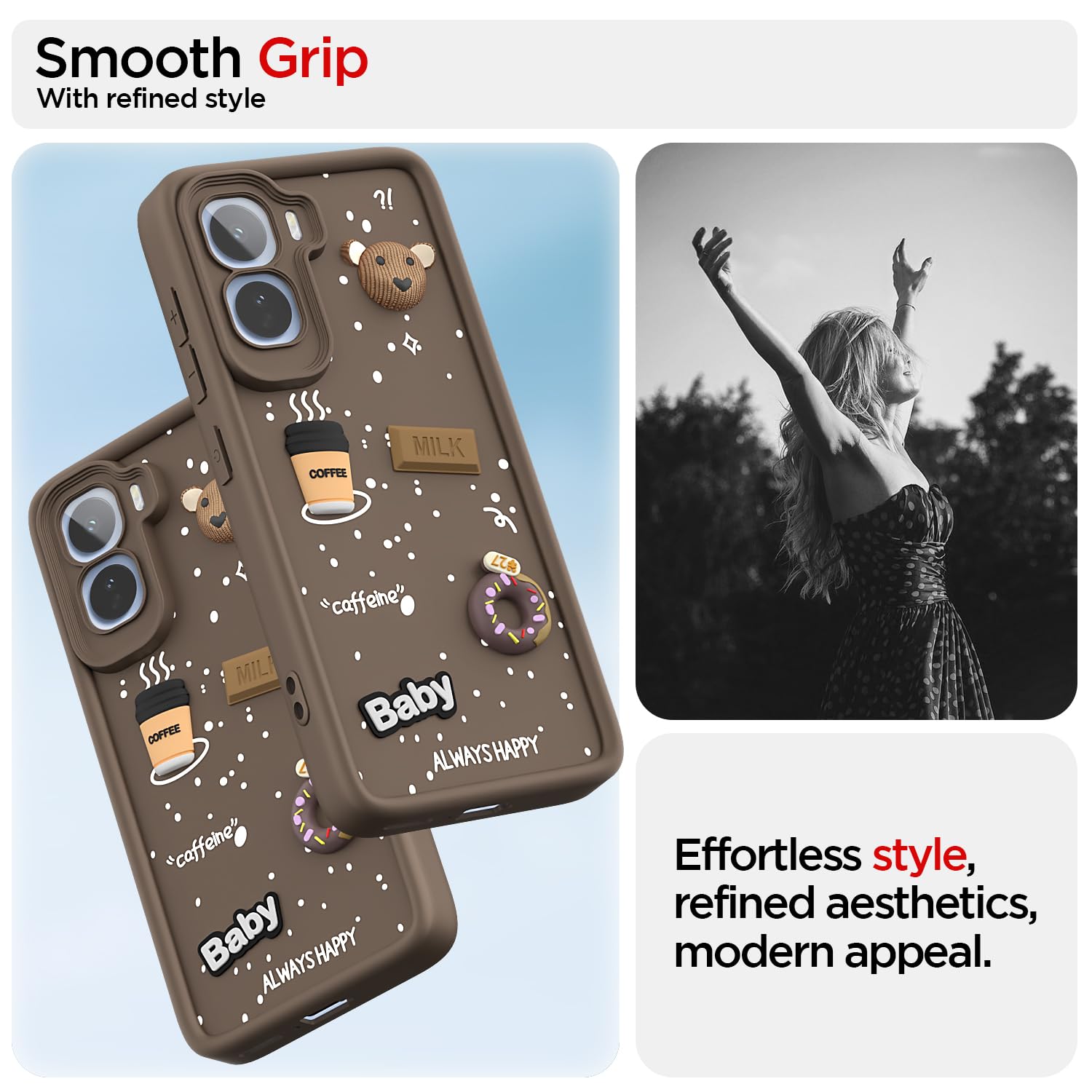 Pikkme Vivo T5 Pro 5G/3D Silicone brown mobile back cover – photo 2