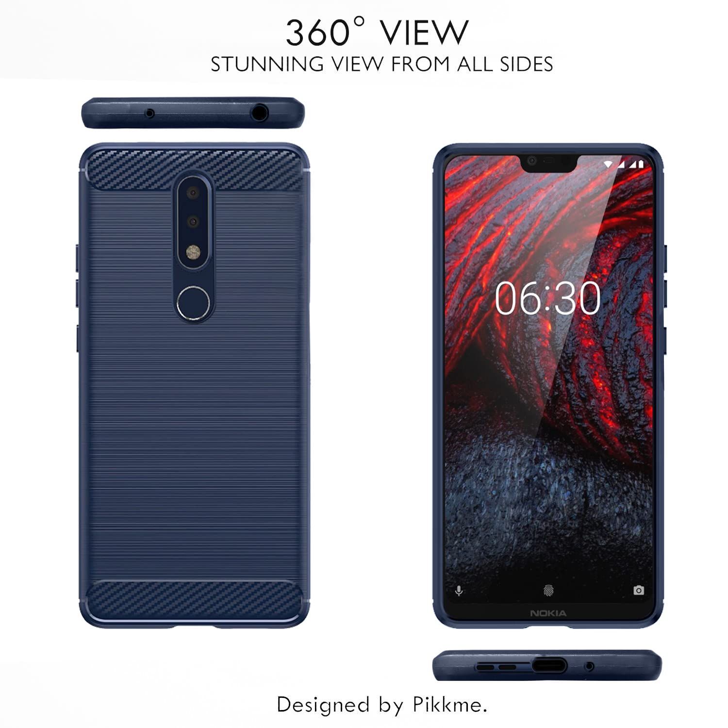 Pikkme Nokia 6.1 Plus Hybrid Carbon Fiber Back Cover | Blue