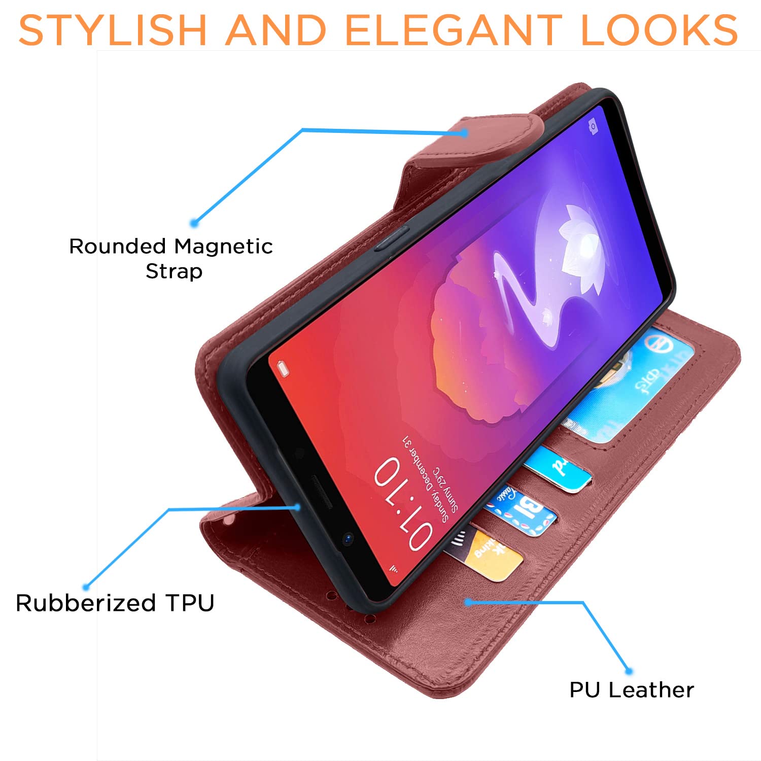 Pikkme Realme 1 Vintage Flip Cover (Brown)