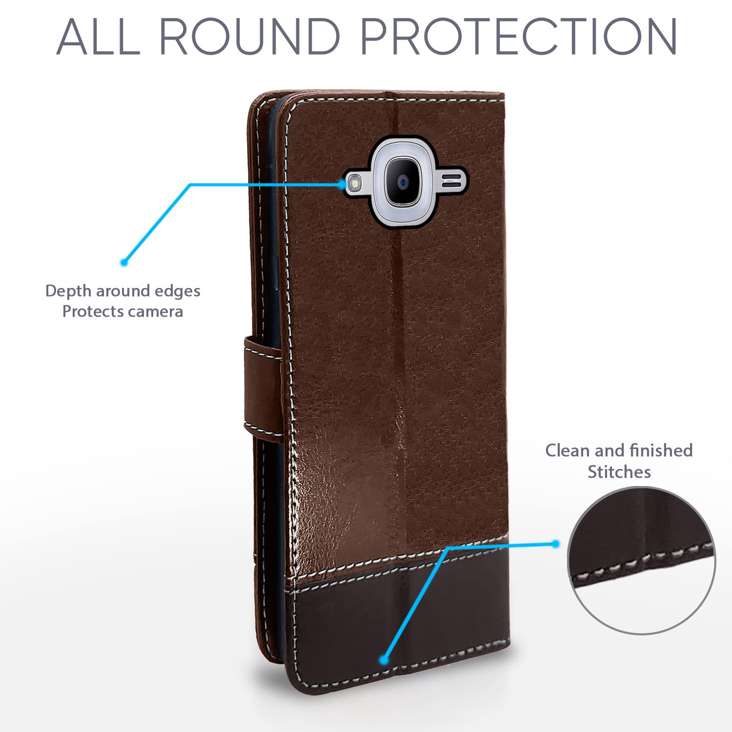 Pikkme brown & coffee mobile flip cover for Samsung J2 (2016) – photo 4