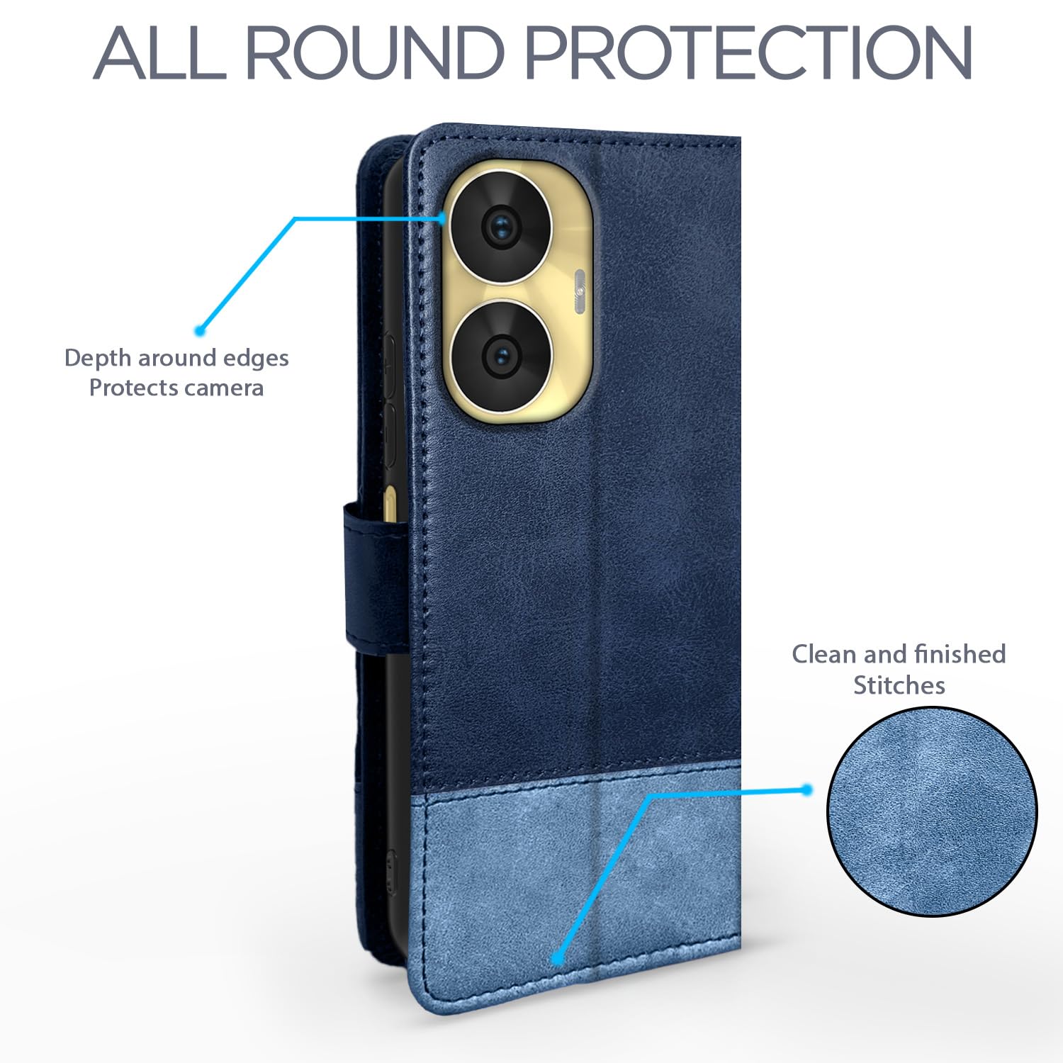Pikkme navy & light blue mobile flip cover for Realme Narzo N55/C55 – photo 3