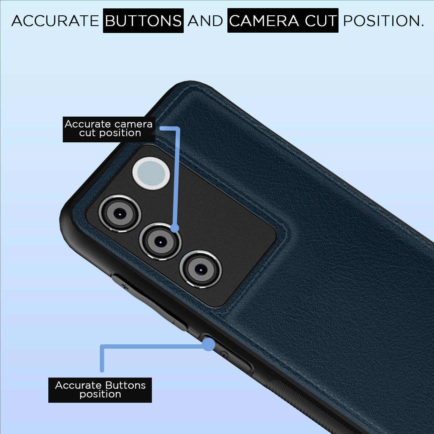 Pikkme Vivo V27 5G / V27 Pro Leatherback Back Case | Blue