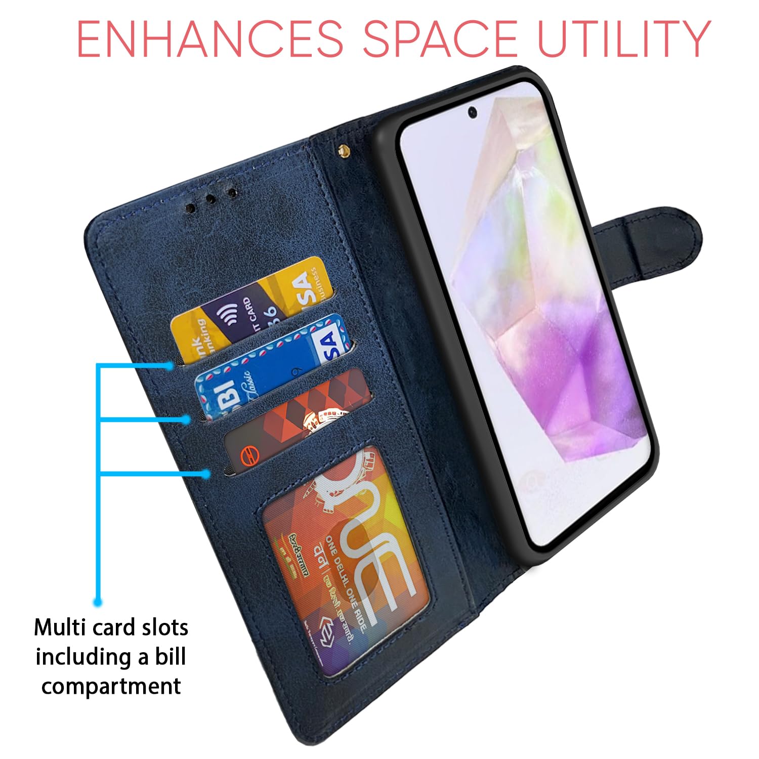 Pikkme Samsung A56 5G Magnetic navy & light blue flip cover – photo 5