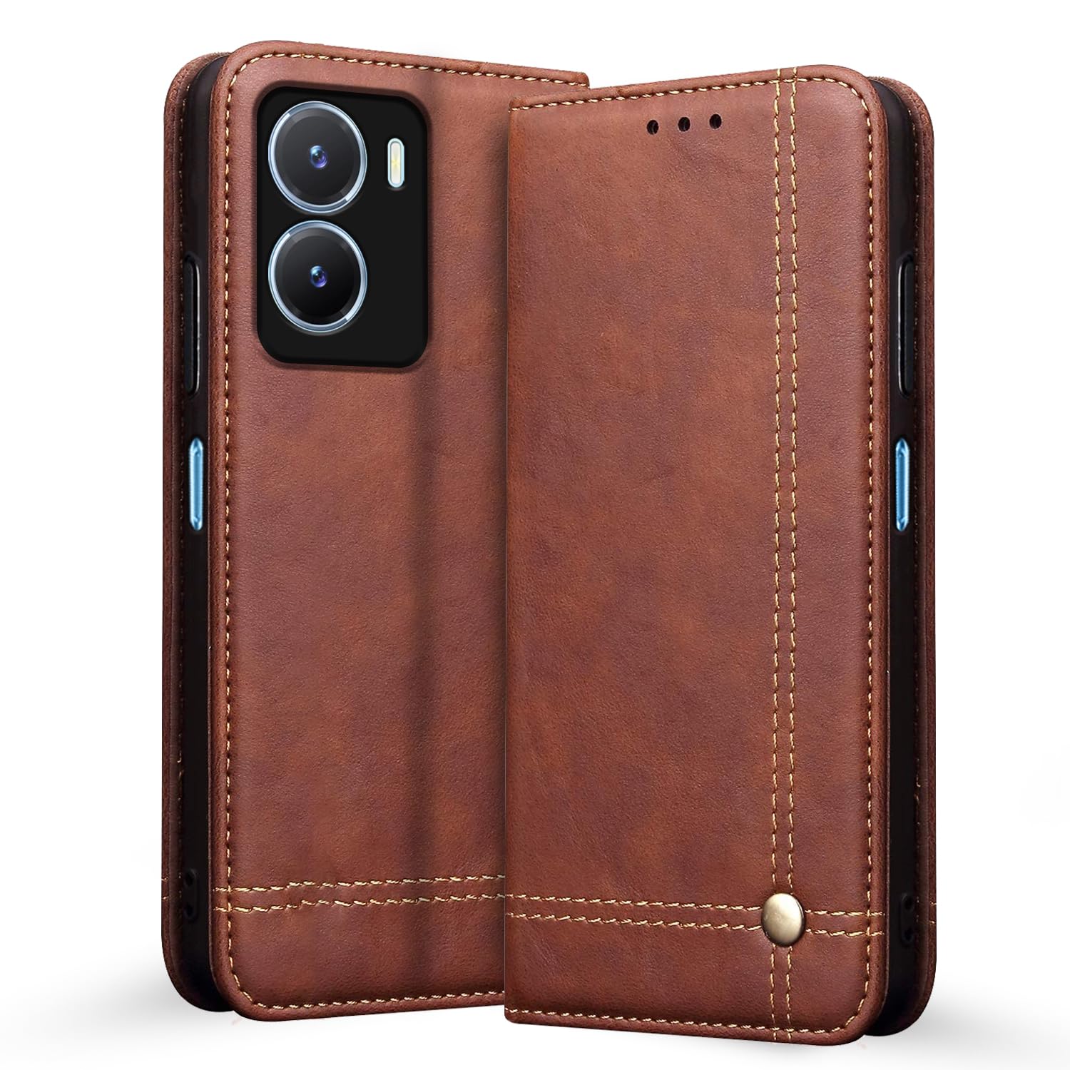 Pikkme Vivo T2X/Y16/Y56 5G Magnetic brown mobile flip cover
