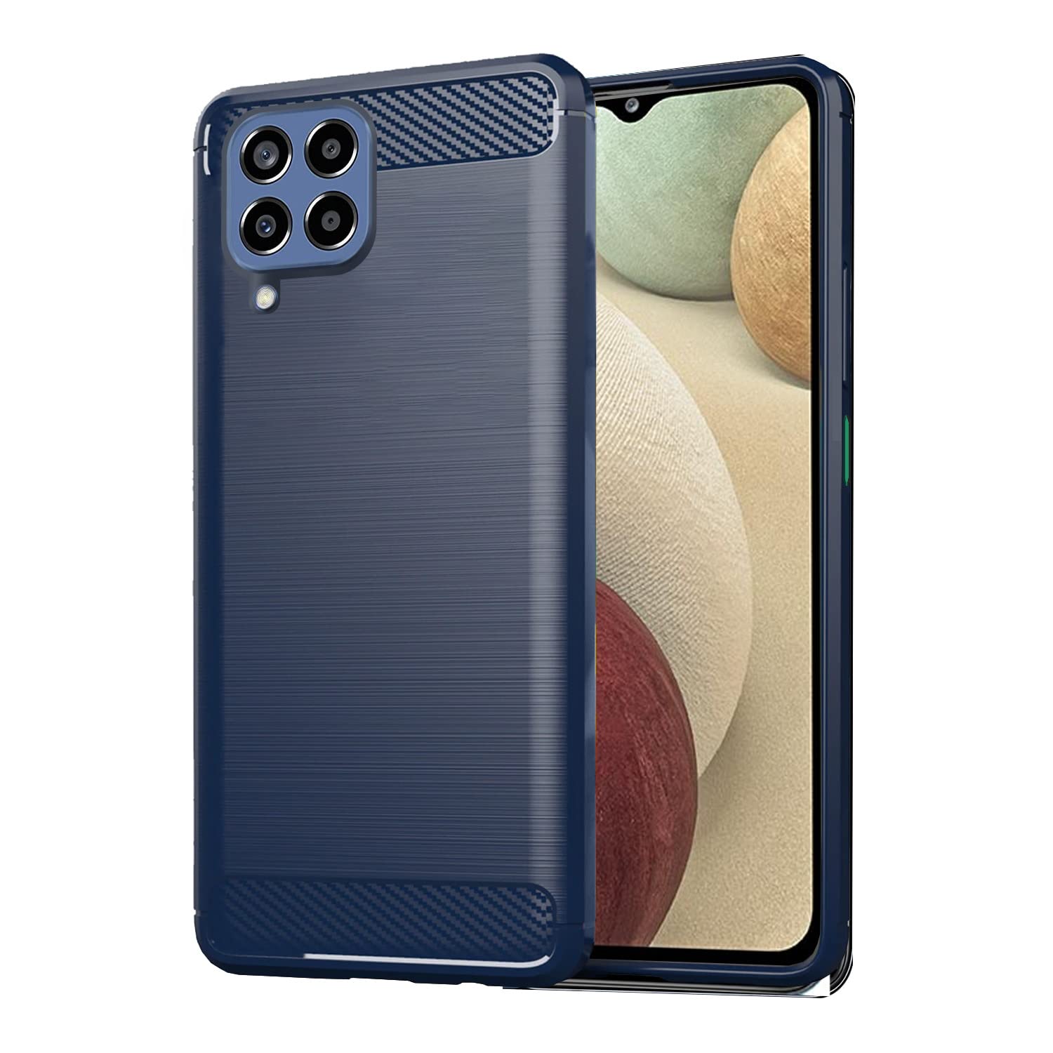 Samsung Galaxy M12 / F12 / A12 Hybrid Carbon Fiber Back Cover - Blue