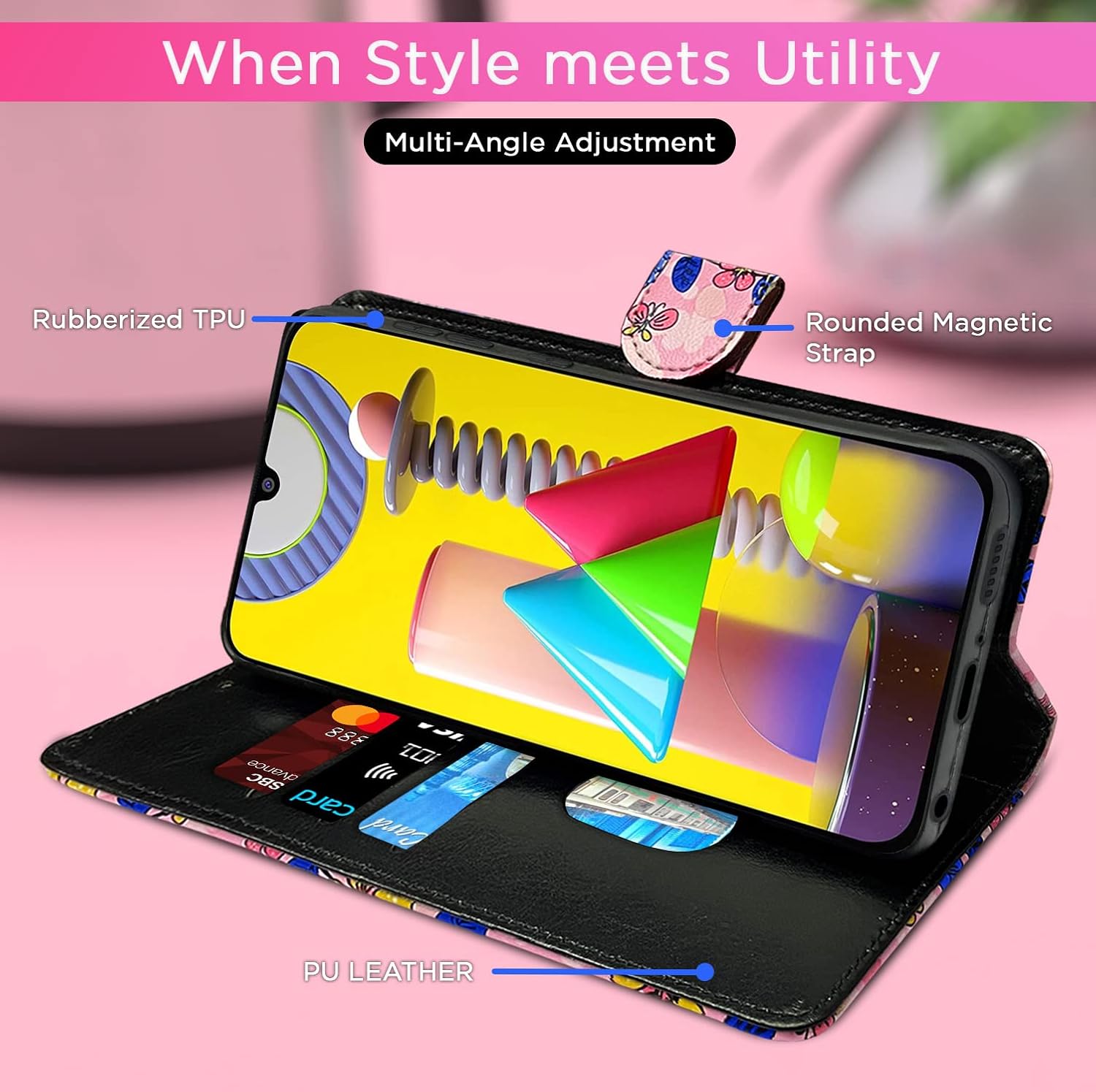 Pikkme Samsung Galaxy M31 / F41 / M31 Prime Flower Flip Cover (Pink)