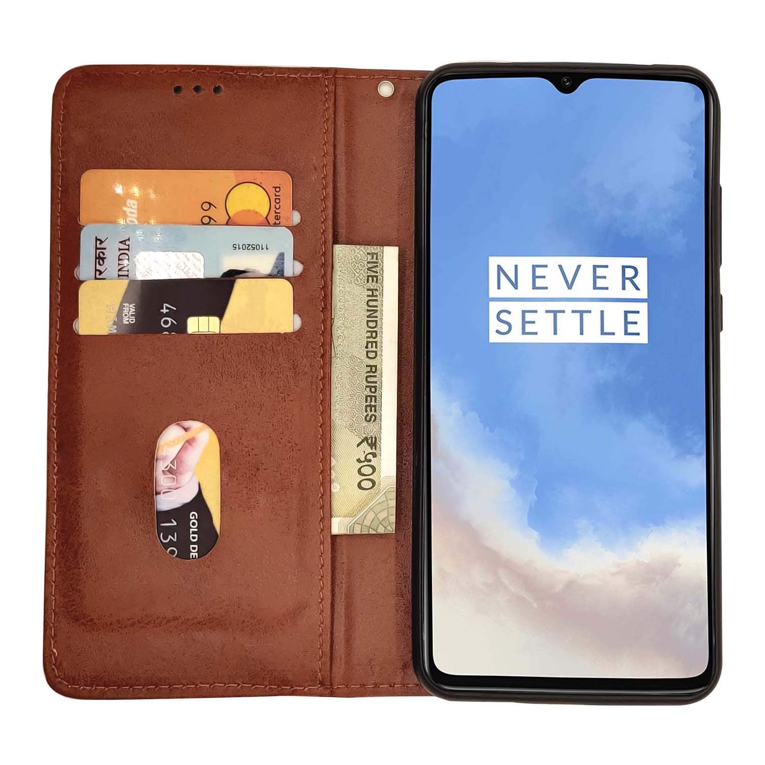 OnePlus 7T flip case in brown by Pikkme – photo 2