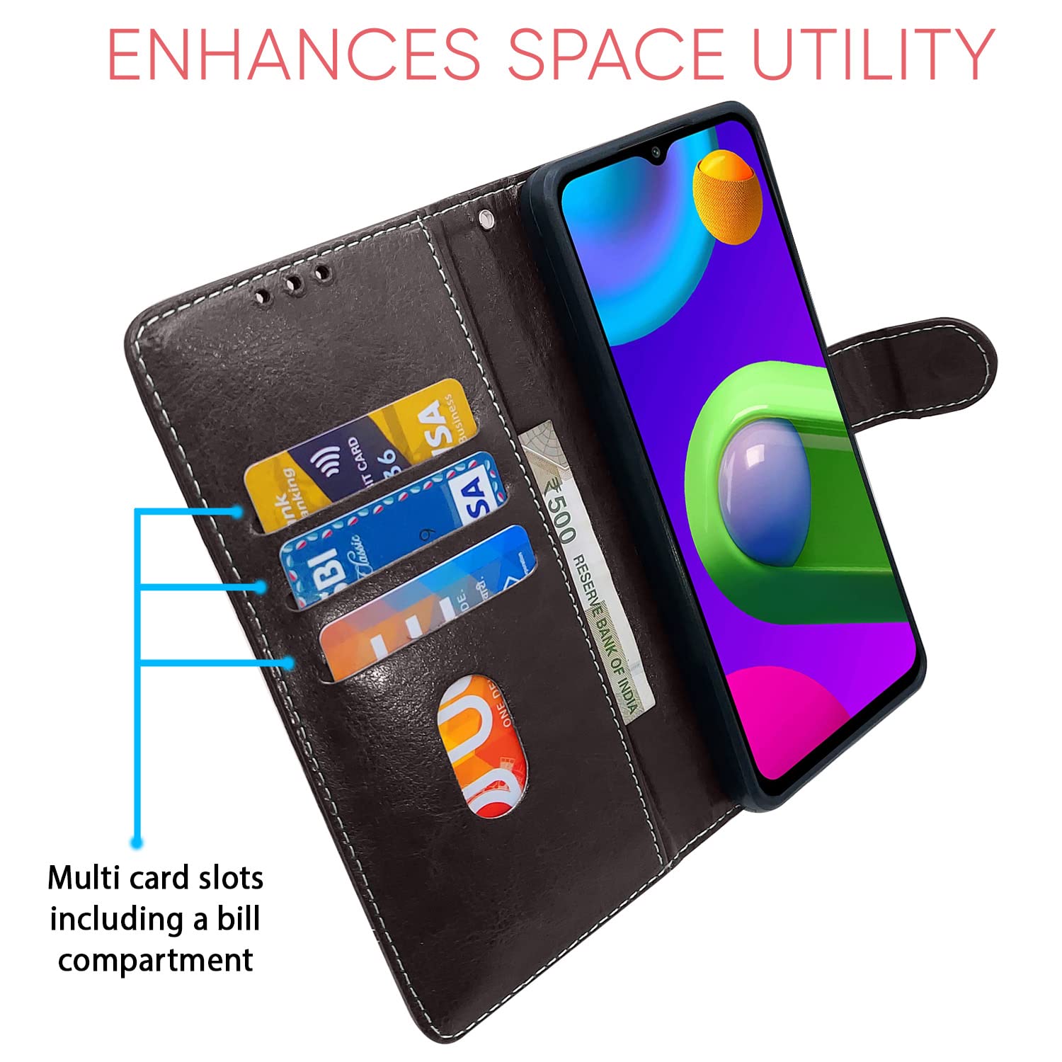 Pikkme coffee & brown flip case for Samsung M02 – photo 3