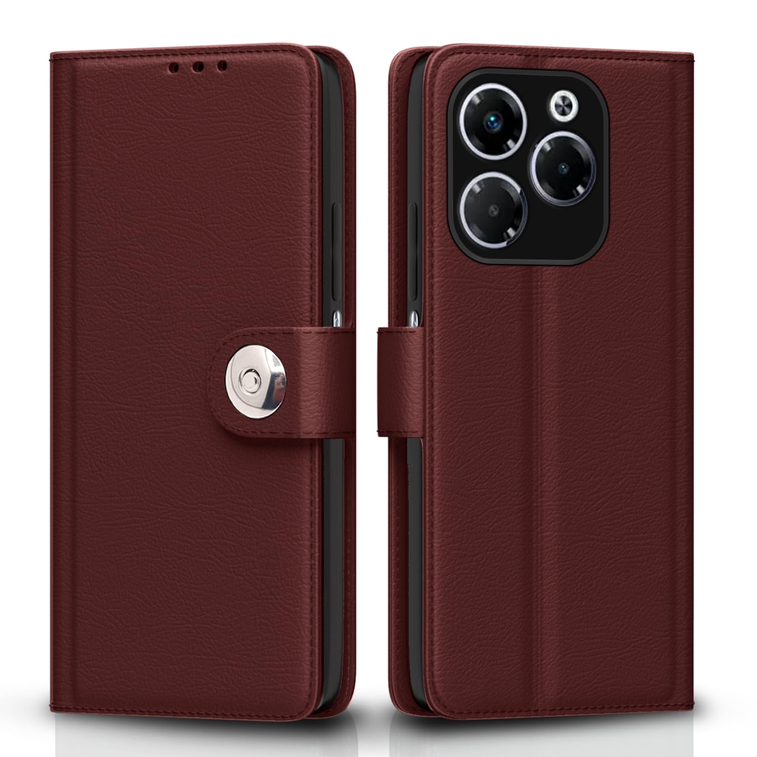 Brown Button wallet flip cover for Infinix Note 40X 5G – Pikkme