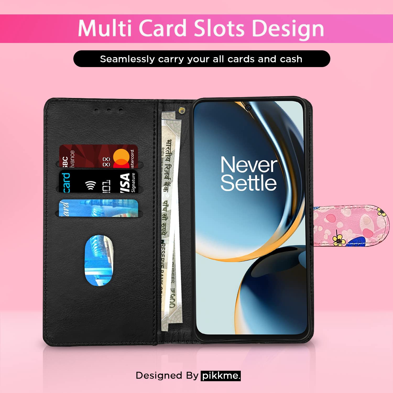 Pikkme OnePlus Nord Ce 3 Lite 5G Flower Flip Cover (Pink)