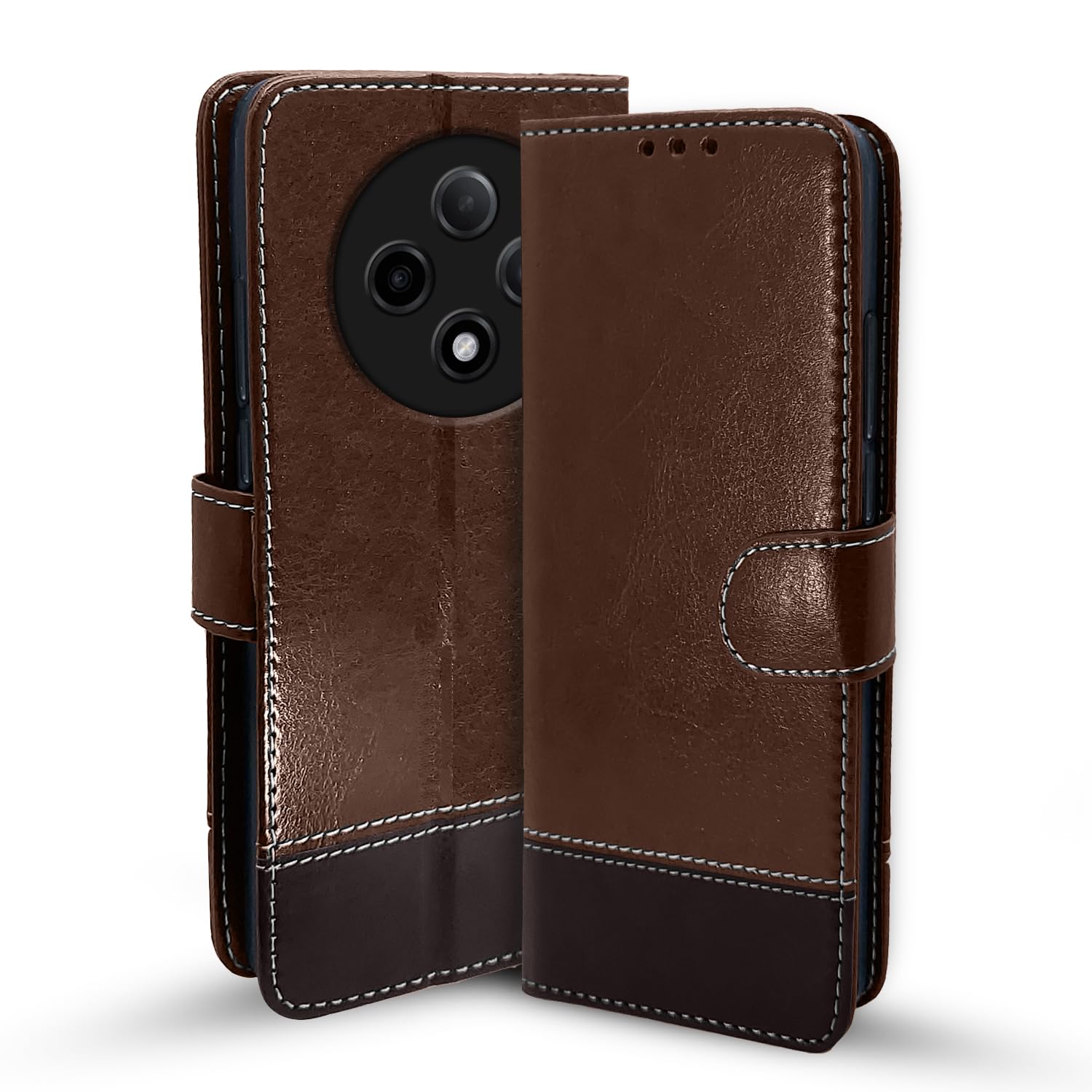 Pikkme brown & coffee wallet flip cover for Oppo F27 Pro Plus 5G