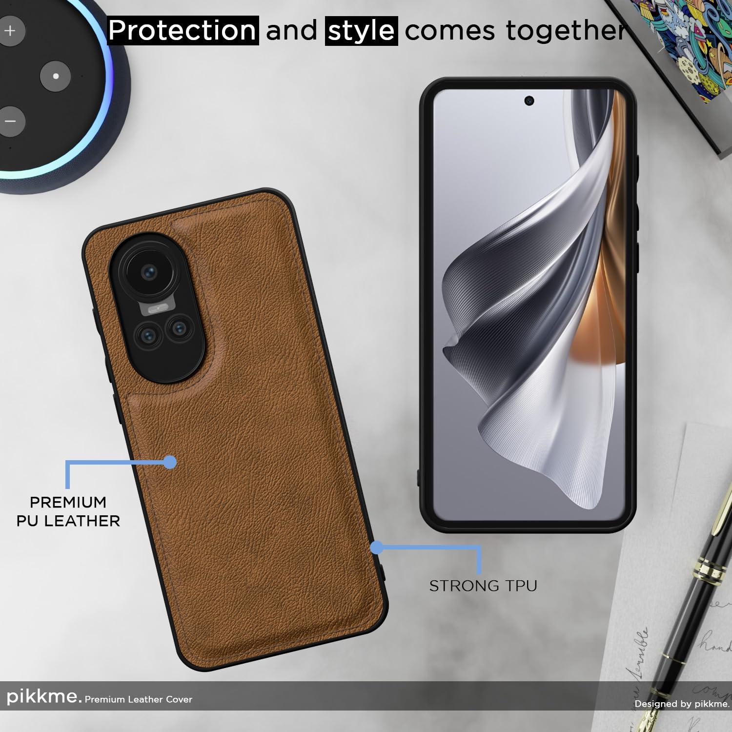 Pikkme Oppo Reno 10 5G Leatherback  Back Case | Brown