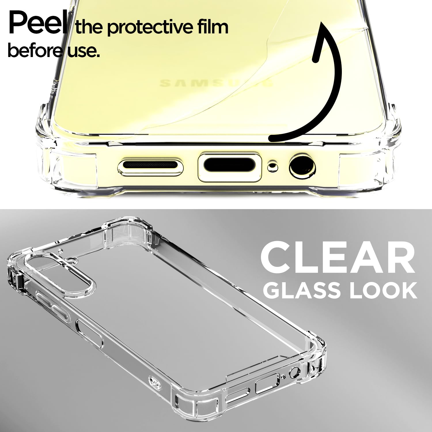 Pikkme Samsung Galaxy A15 5G PC + TPU Crystal Clear Transparent Back Cover (Transparent)