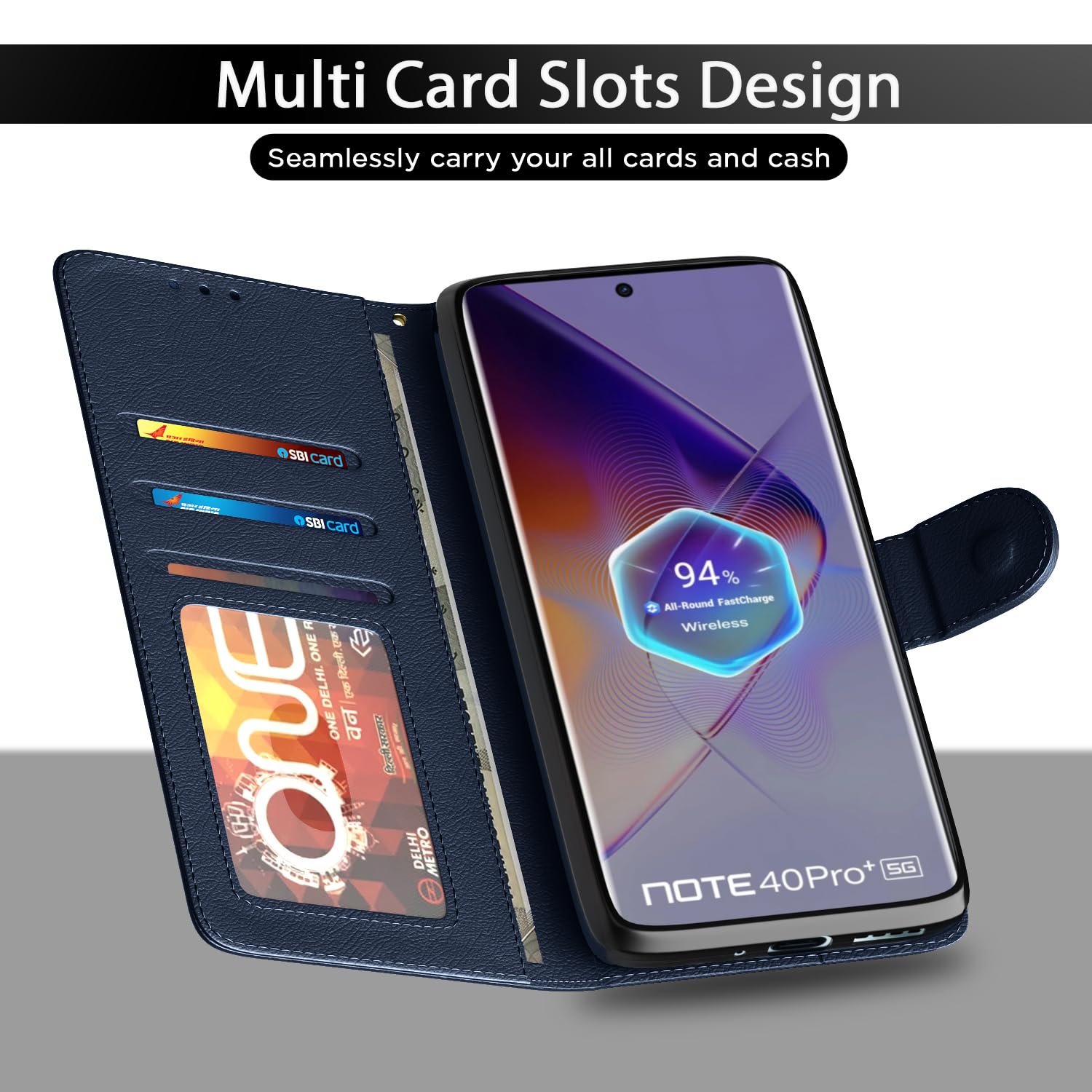 Pikkme Infinix Note 40 Pro Plus 5G blue mobile flip cover – photo 5