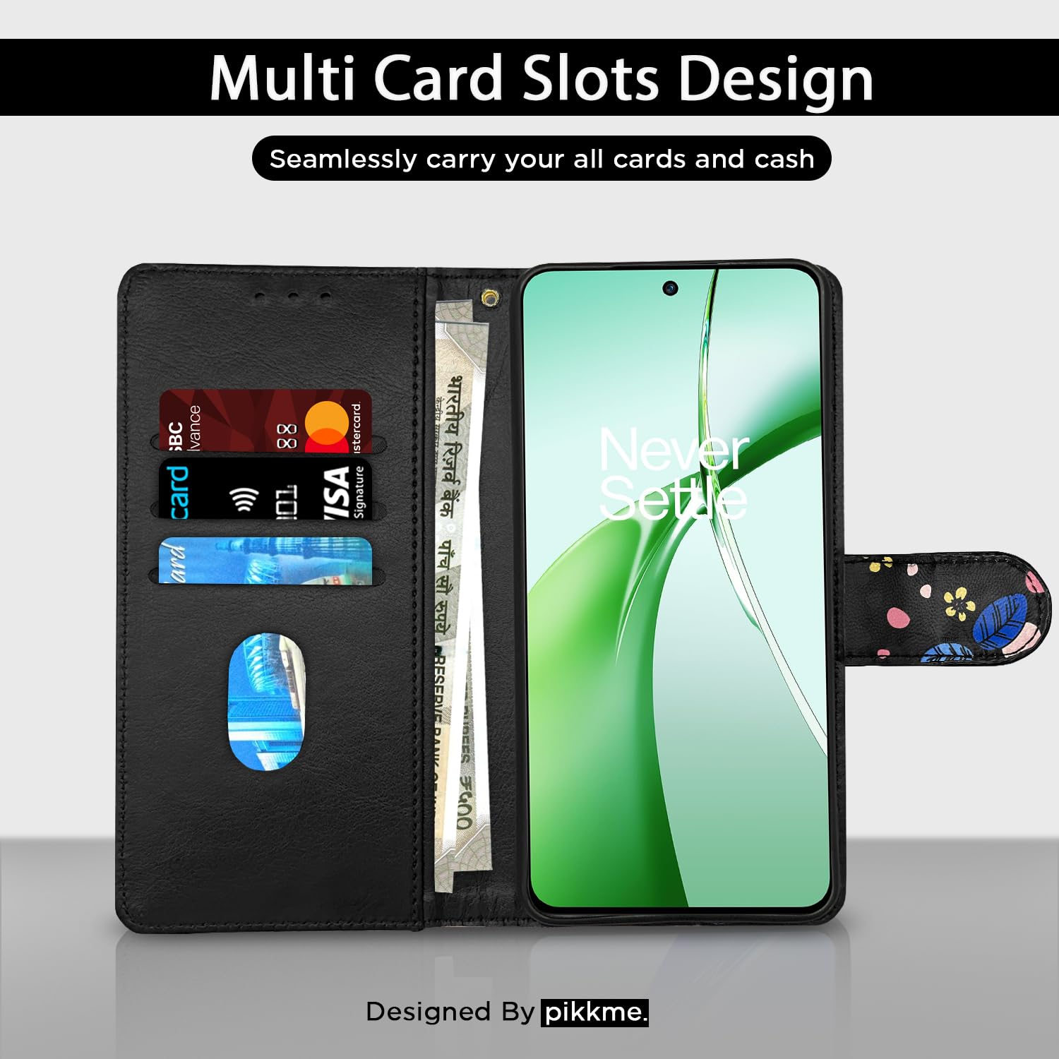 Pikkme black wallet flip cover for OnePlus Nord CE 4 5G – photo 2