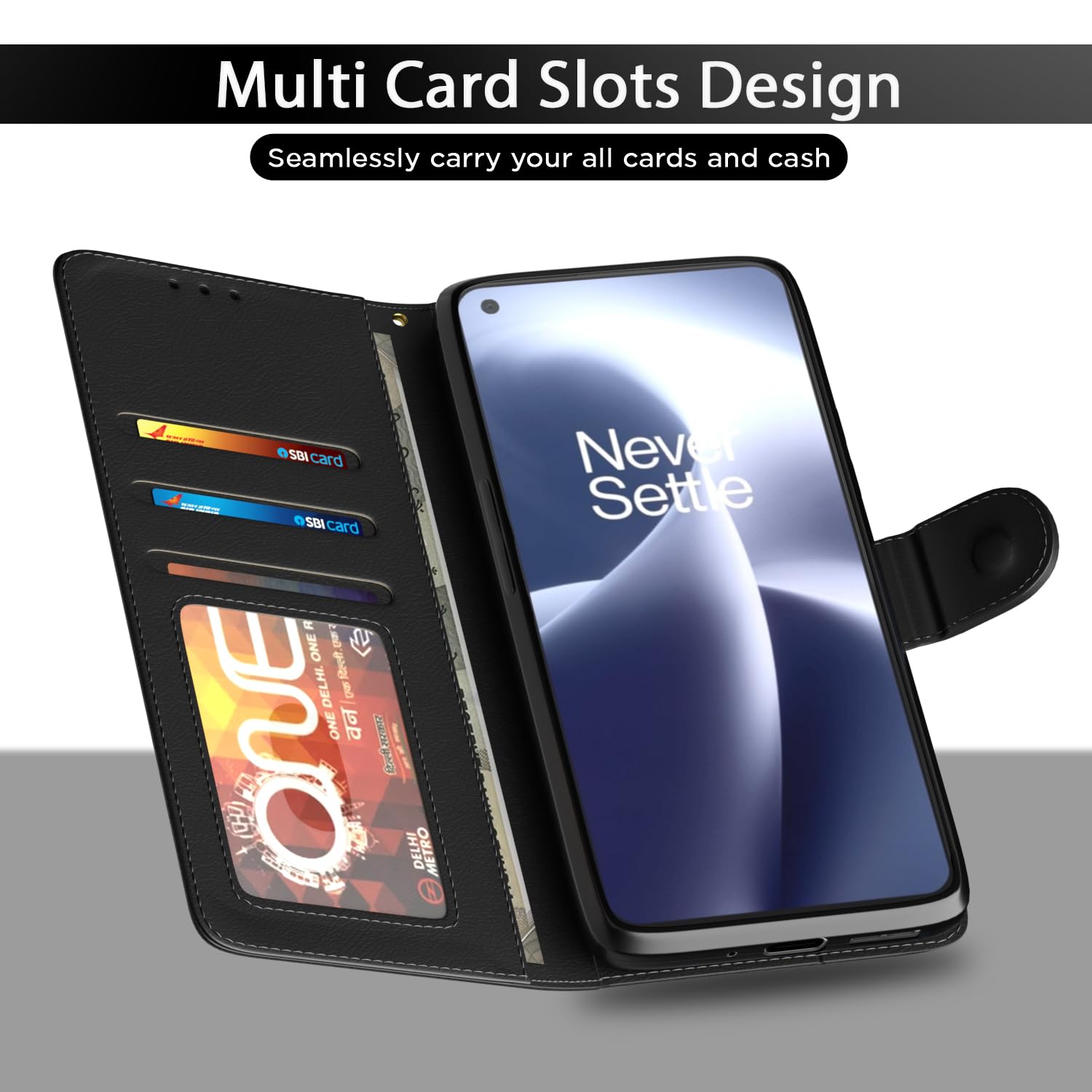 Pikkme OnePlus Nord 2T 5 Wallet black wallet flip cover – photo 5