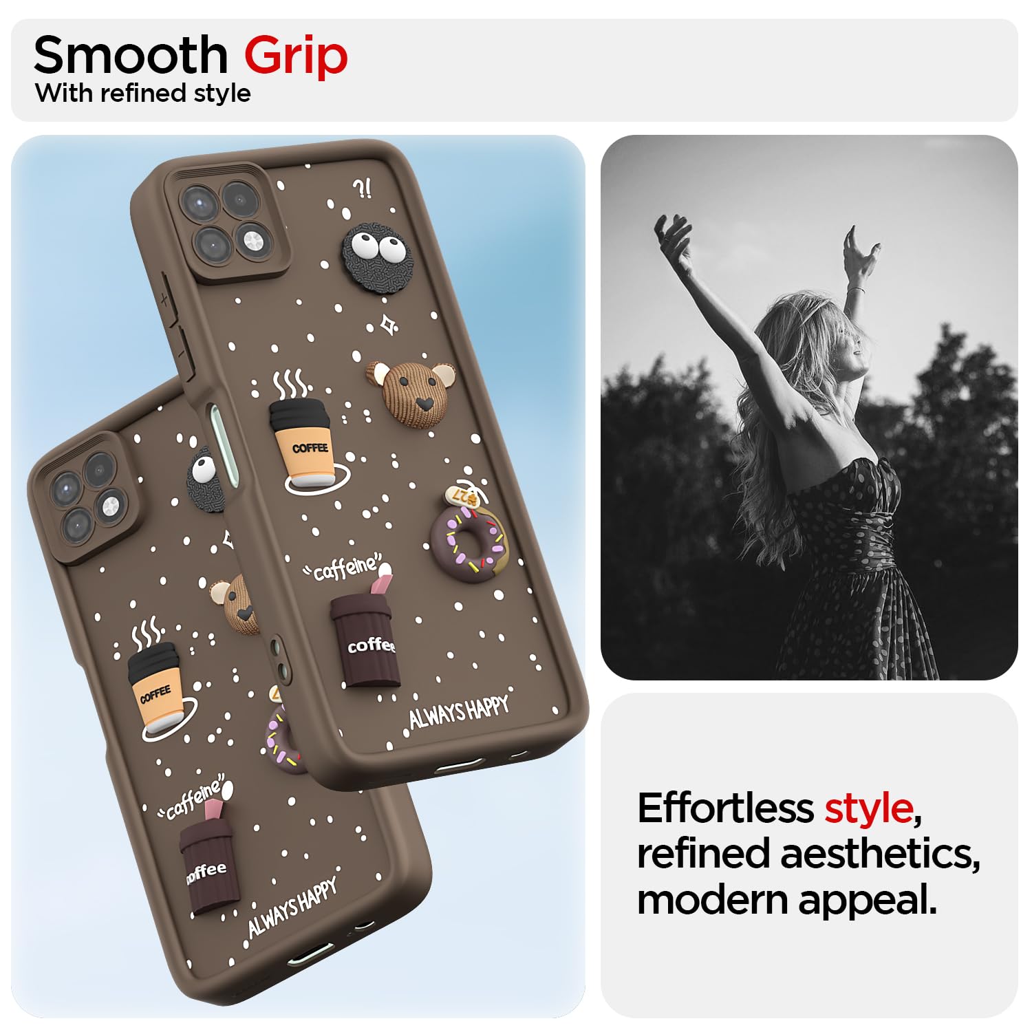 Pikkme Samsung A22 5G/3D Silicone brown mobile back cover – photo 2