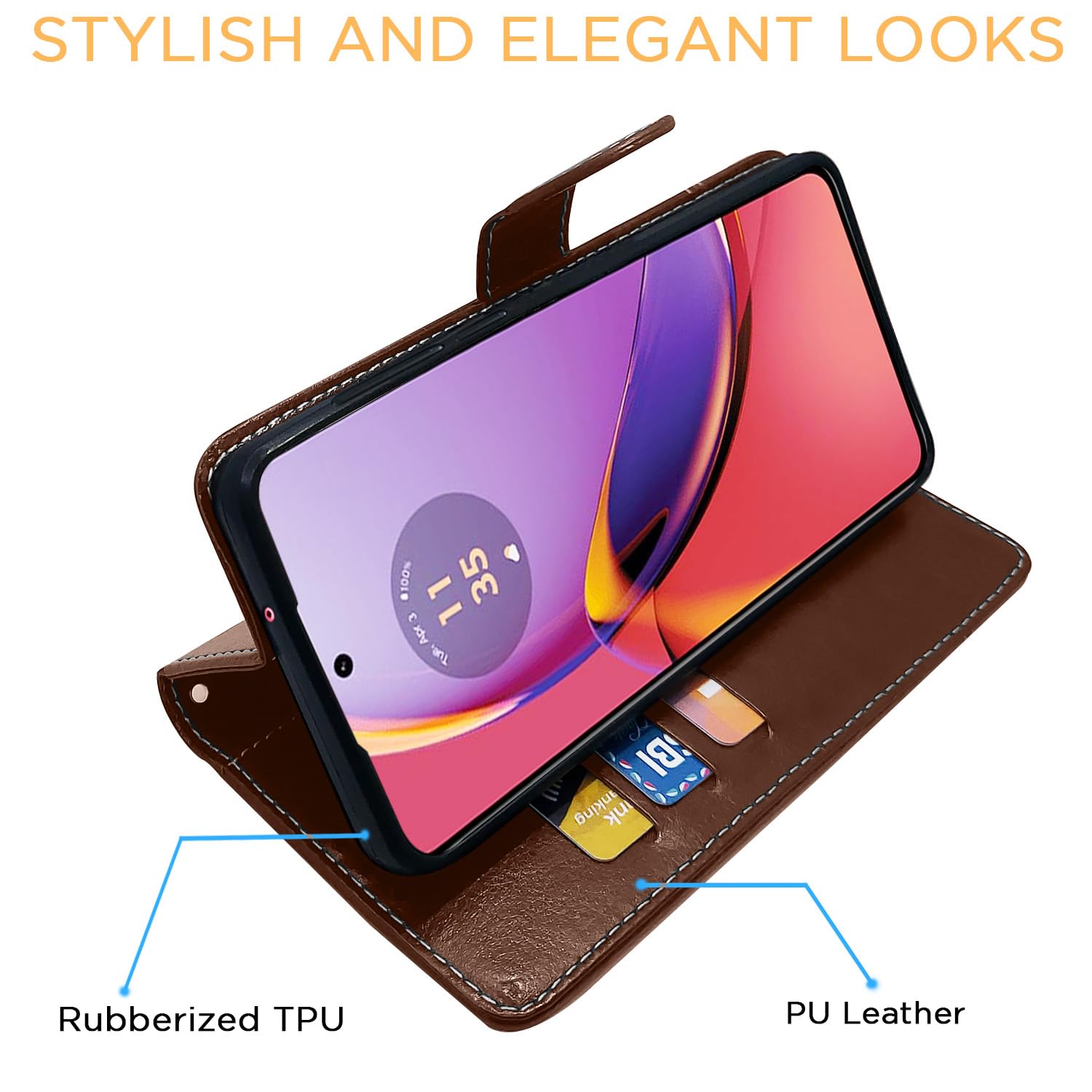 Pikkme brown & coffee Magnetic flip cover for Moto G84 5G – photo 5