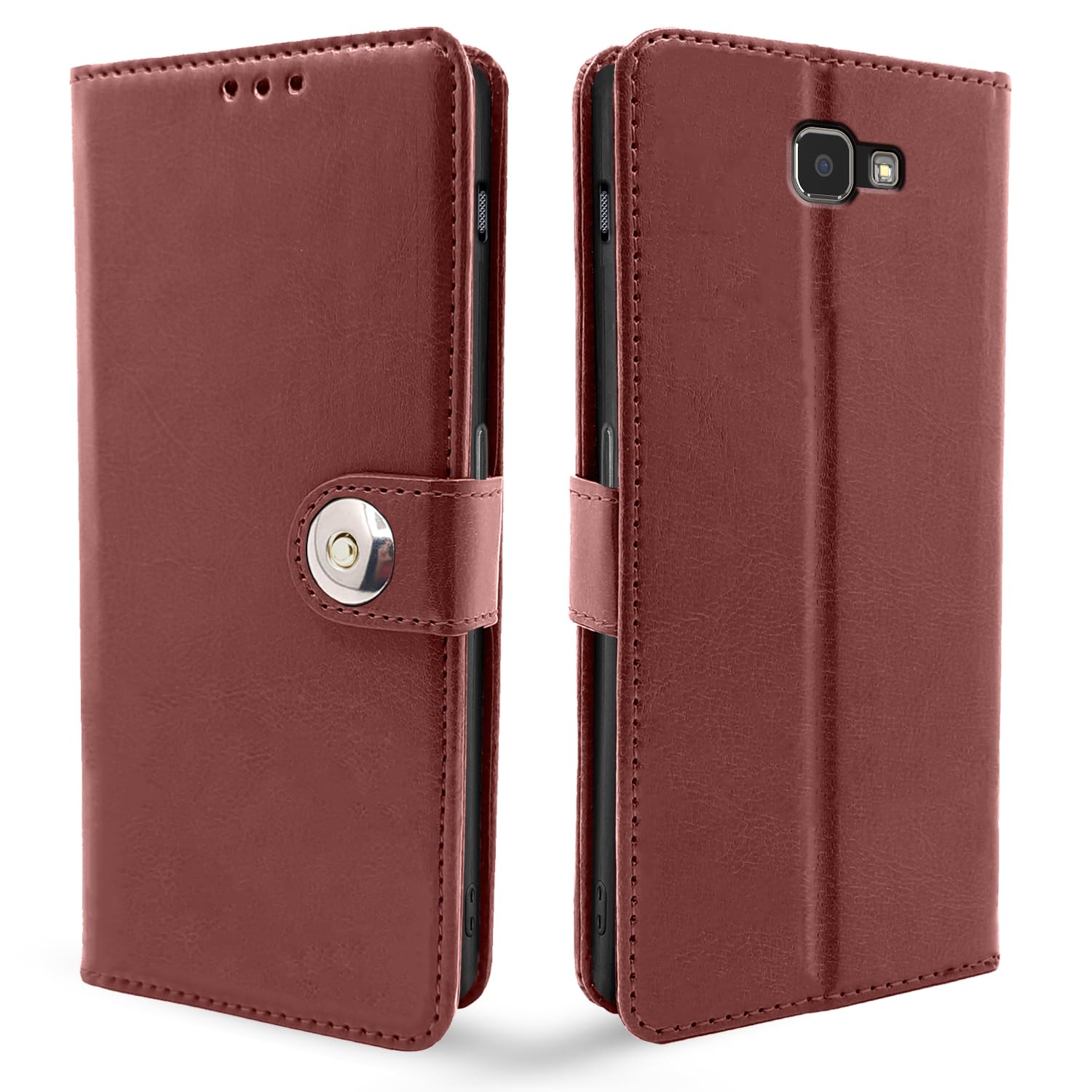 Pikkme Samsung J7 Max Wallet button brown wallet flip cover