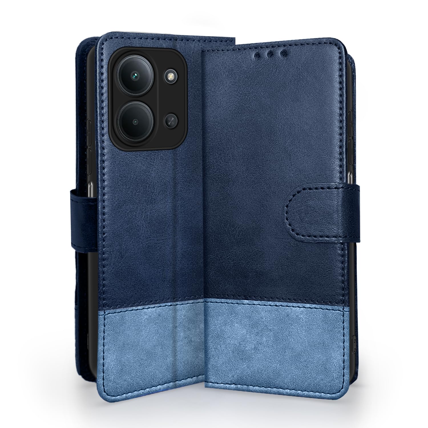 Pikkme navy & light blue Magnetic flip cover for Redmi 15C 5G